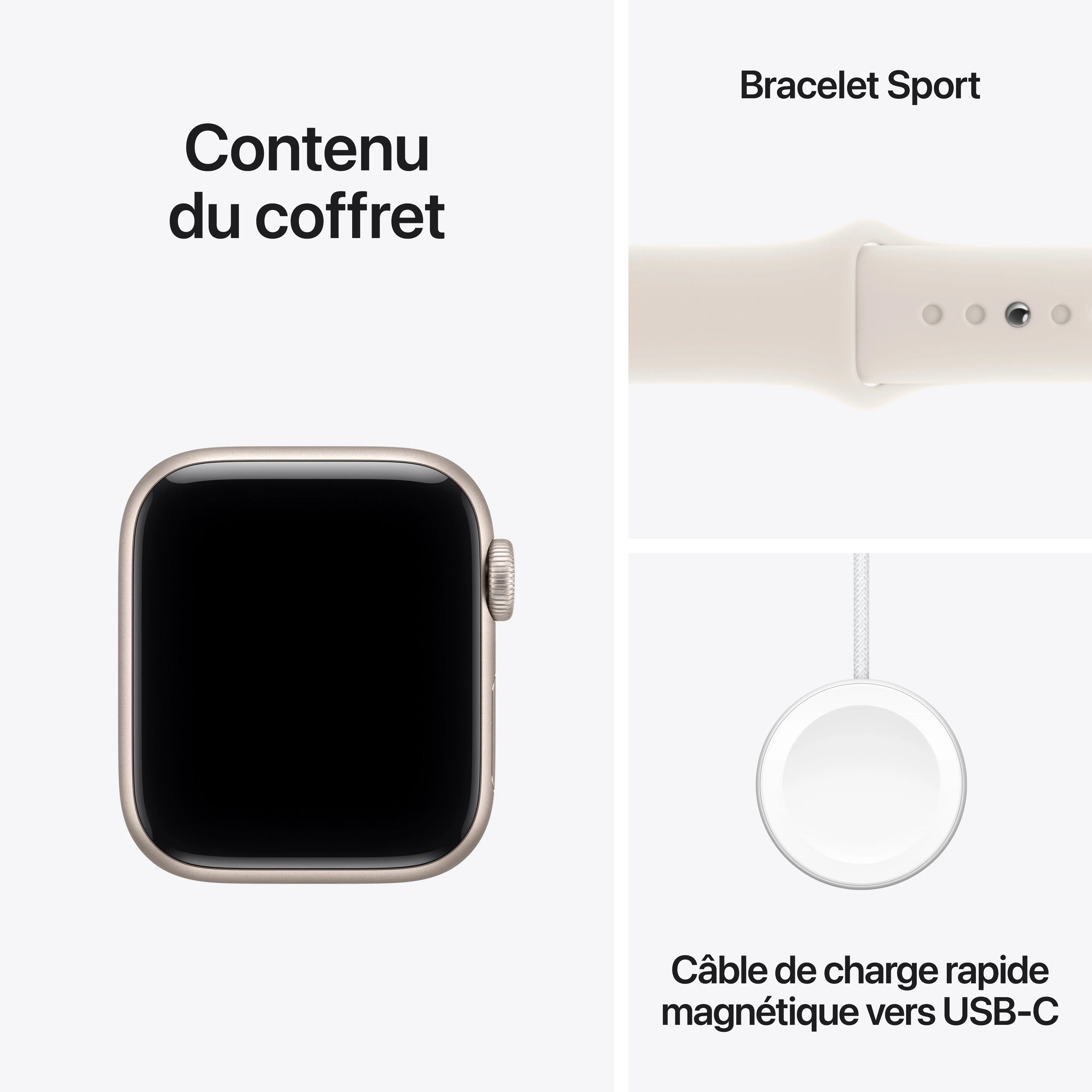 Apple Watch SE 3 GPS, Boîtier en aluminium lumière stellaire de 40 mm, Bracelet Sport lumière stellaire - M/L - Image 8