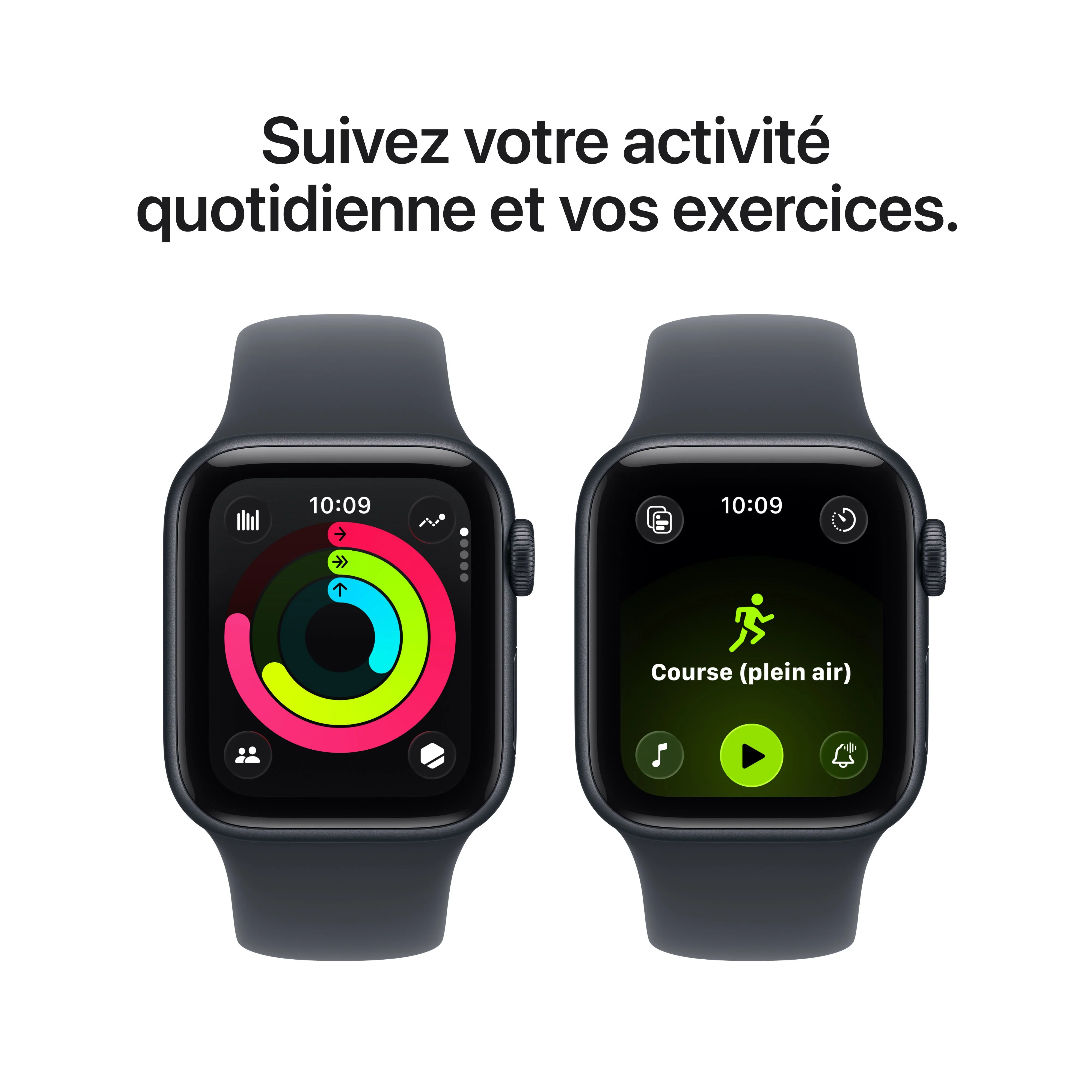 Apple Watch SE 3 GPS, Boîtier en aluminium minuit de 40 mm, Bracelet Sport minuit - S/M - Image 6