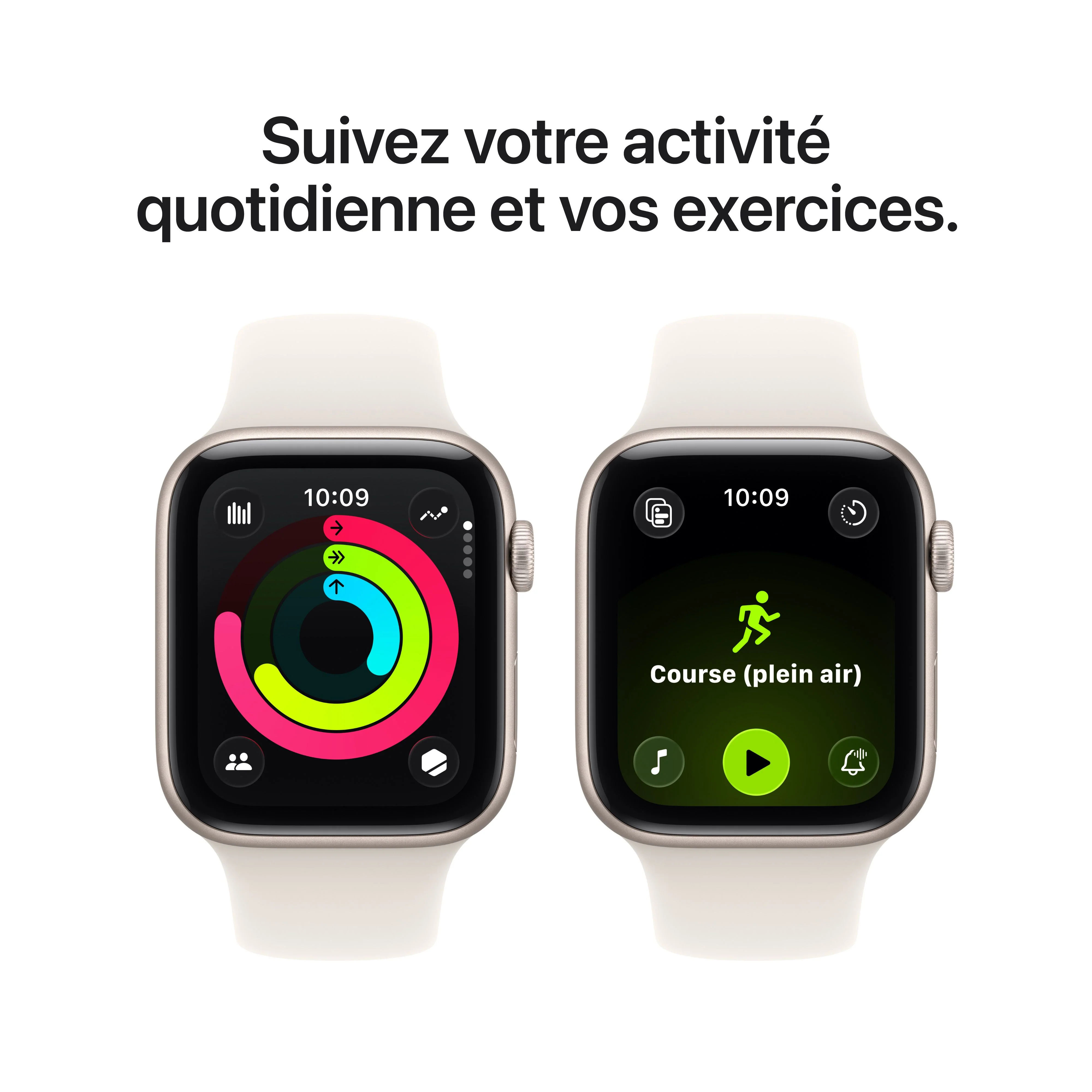 Apple Watch SE 3 GPS, Boîtier en aluminium lumière stellaire de 44 mm, Bracelet Sport lumière stellaire - M/L - Image 6