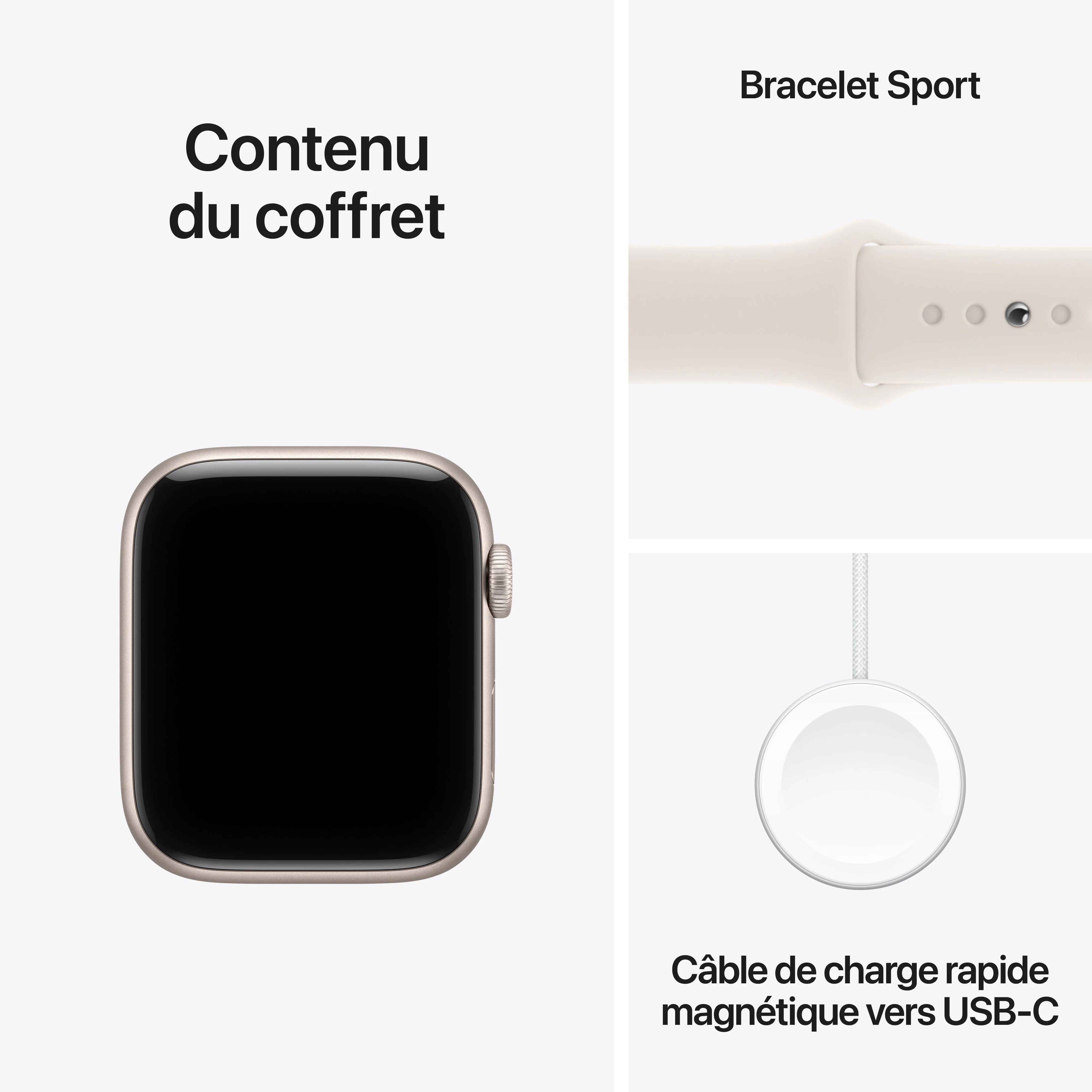 Apple Watch SE 3 GPS, Boîtier en aluminium lumière stellaire de 44 mm, Bracelet Sport lumière stellaire - M/L - Image 8
