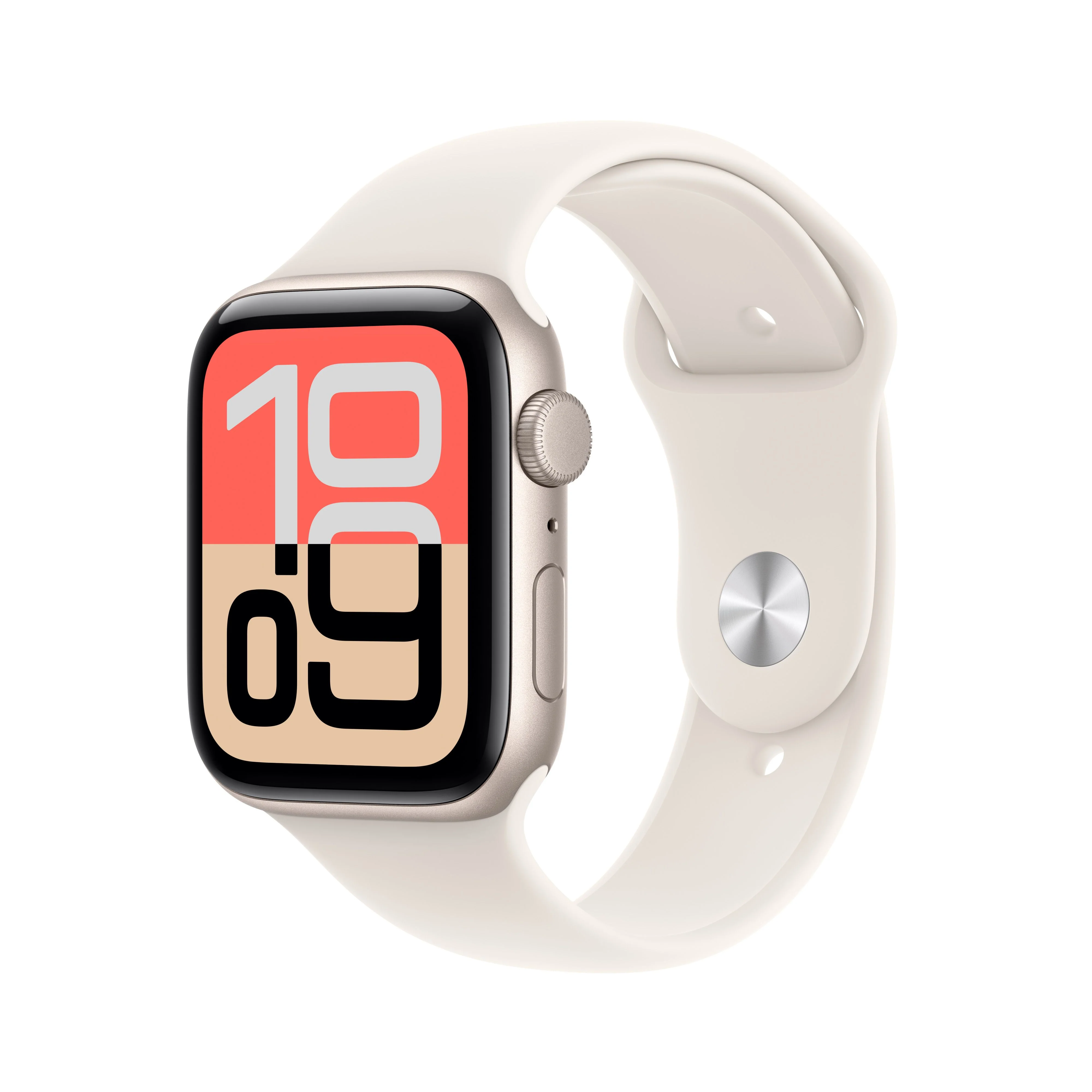 Apple Watch SE 3 GPS, Boîtier en aluminium lumière stellaire de 44 mm, Bracelet Sport lumière stellaire - S/M