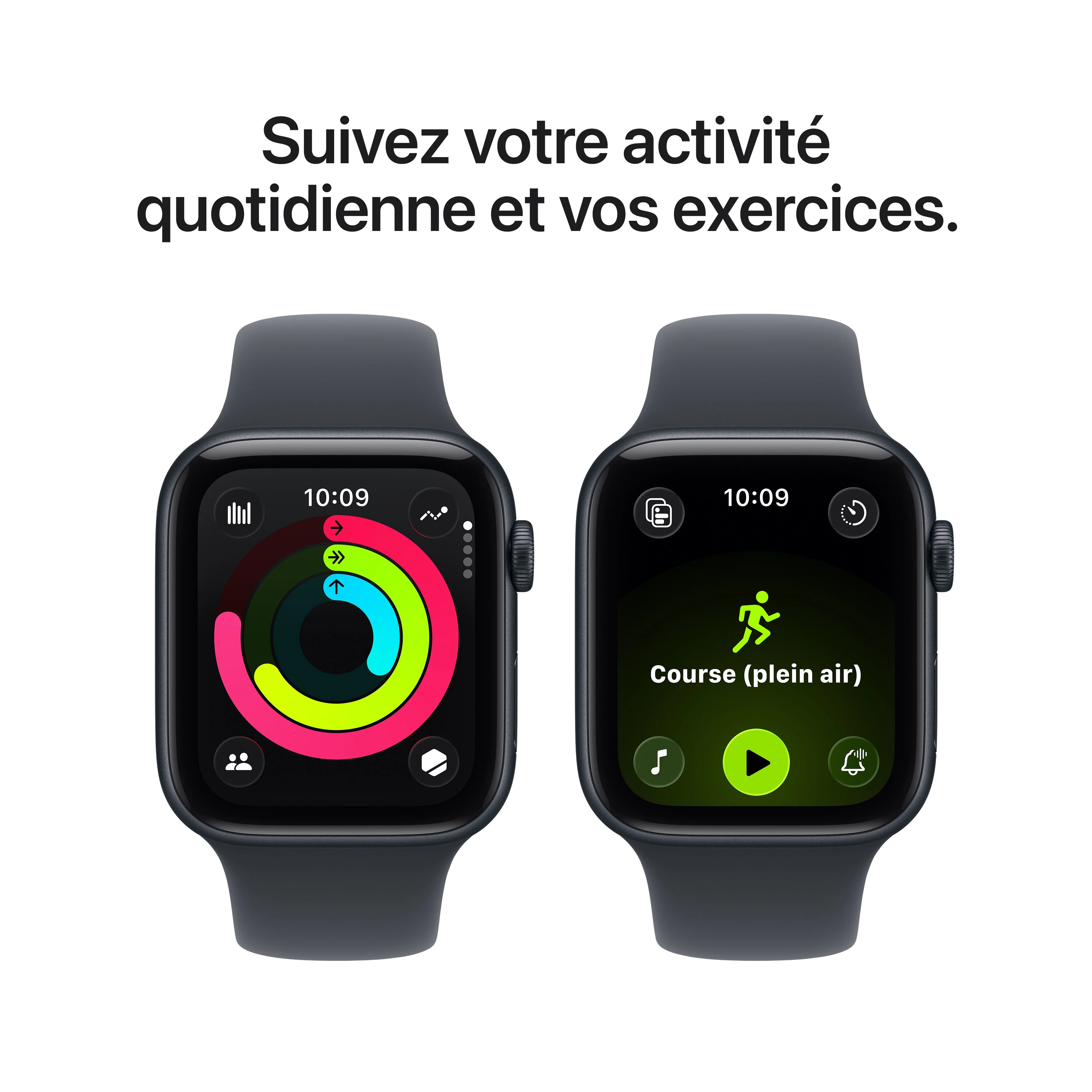 Apple Watch SE 3 GPS, Boîtier en aluminium minuit de 44 mm, Bracelet Sport minuit - M/L - Image 6