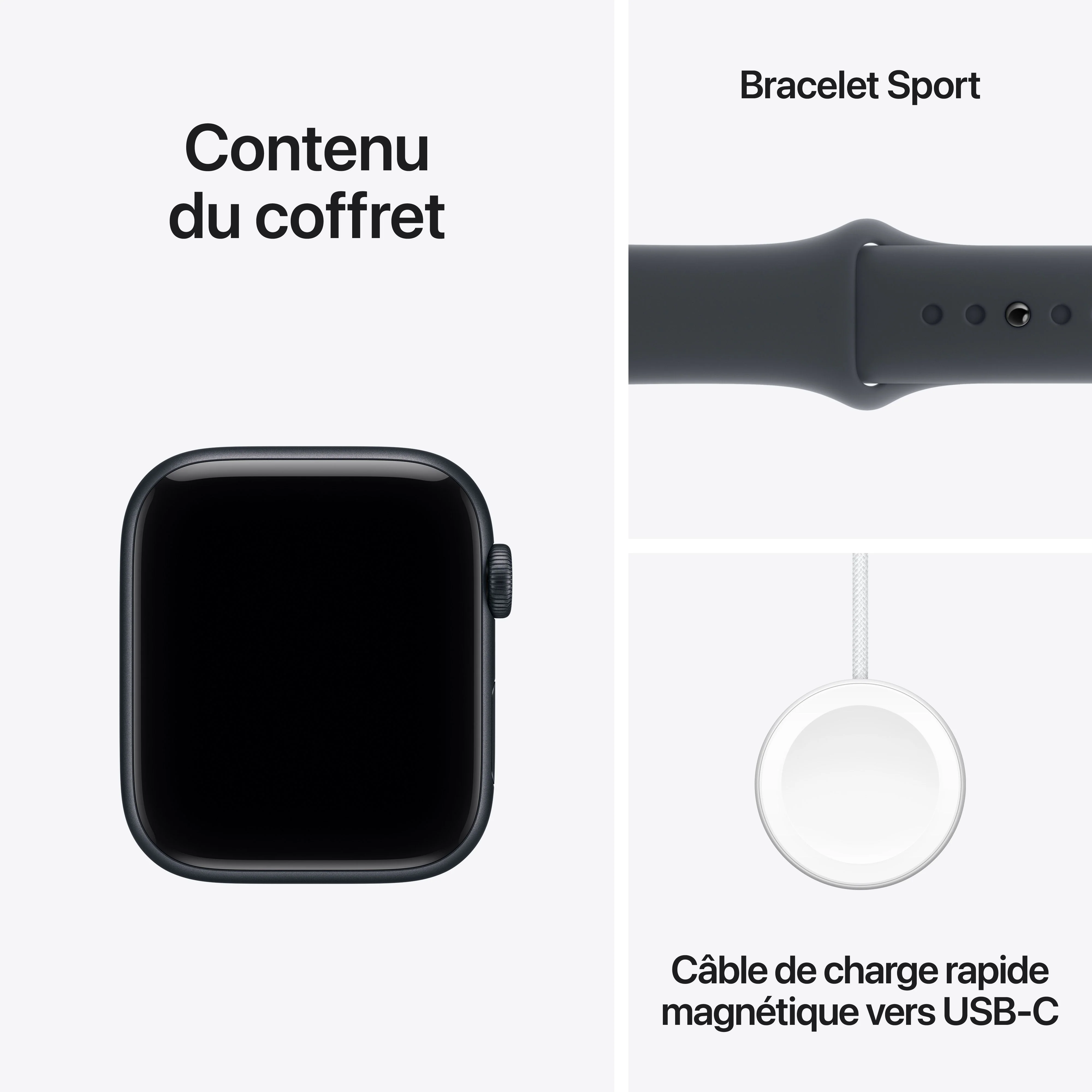 Apple Watch SE 3 GPS, Boîtier en aluminium minuit de 44 mm, Bracelet Sport minuit - M/L - Image 8