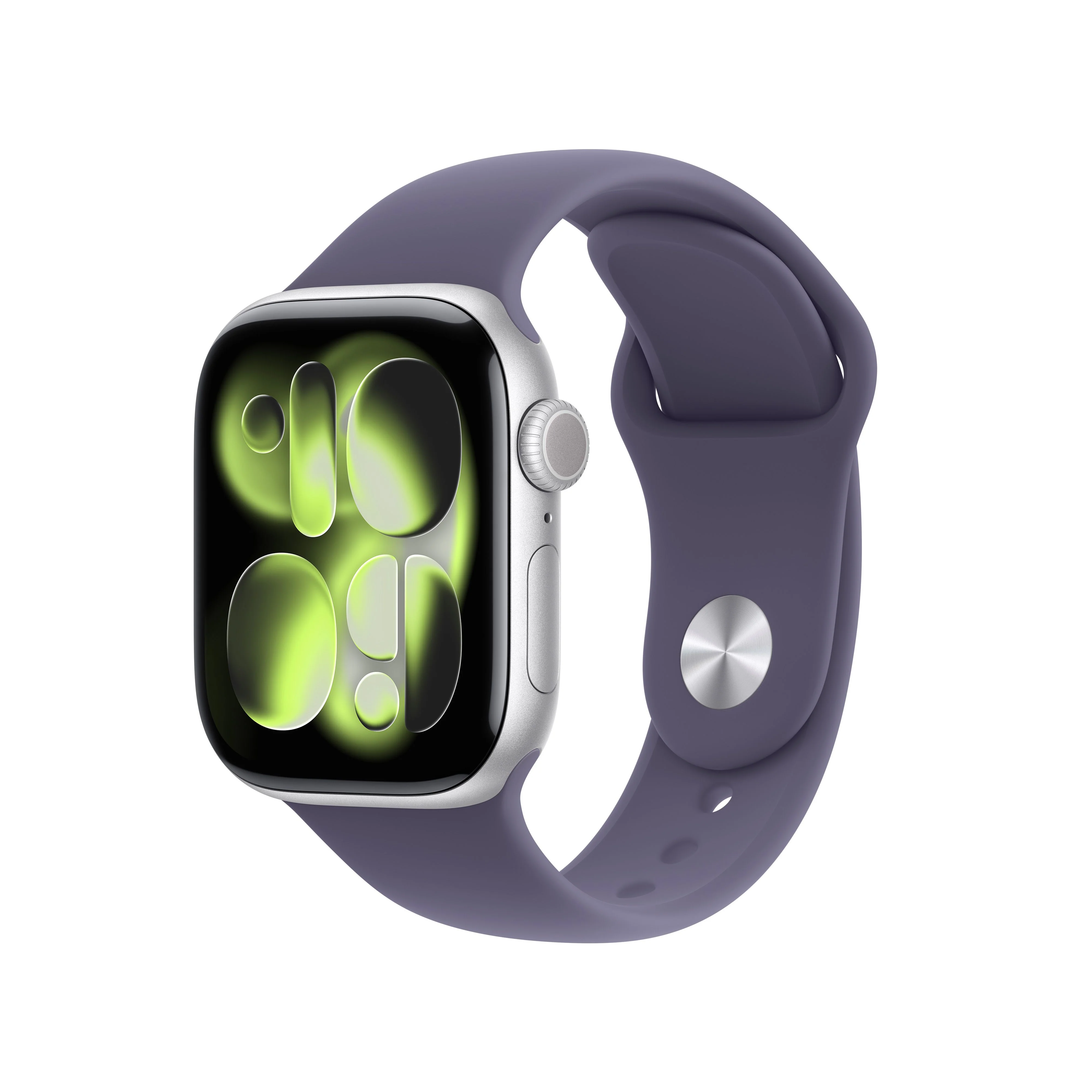 Apple Watch Series 11 GPS, Boîtier en aluminium argent 42 mm, Bracelet Sport brume violette - M/L