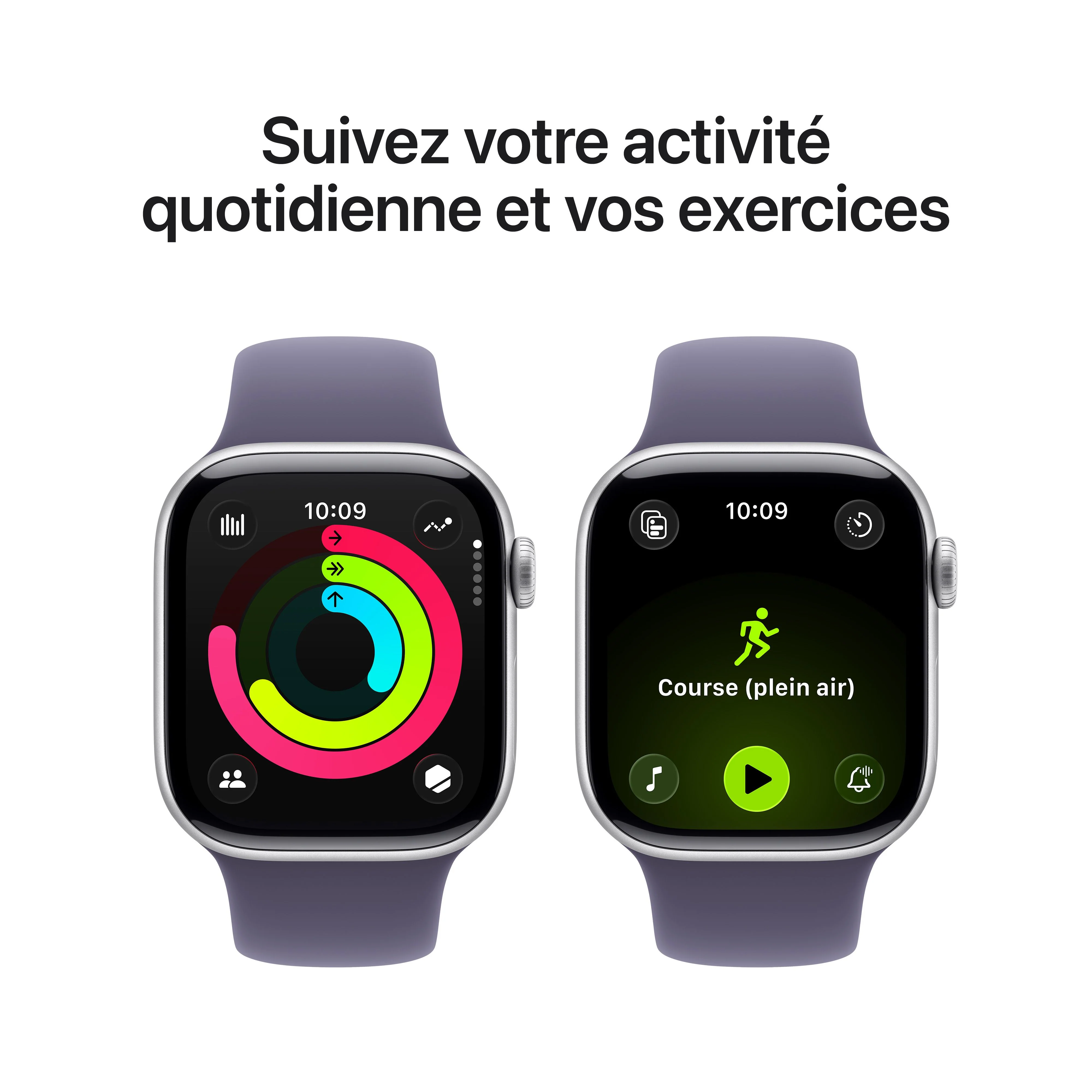 Apple Watch Series 11 GPS, Boîtier en aluminium argent 42 mm, Bracelet Sport brume violette - S/M - Image 4