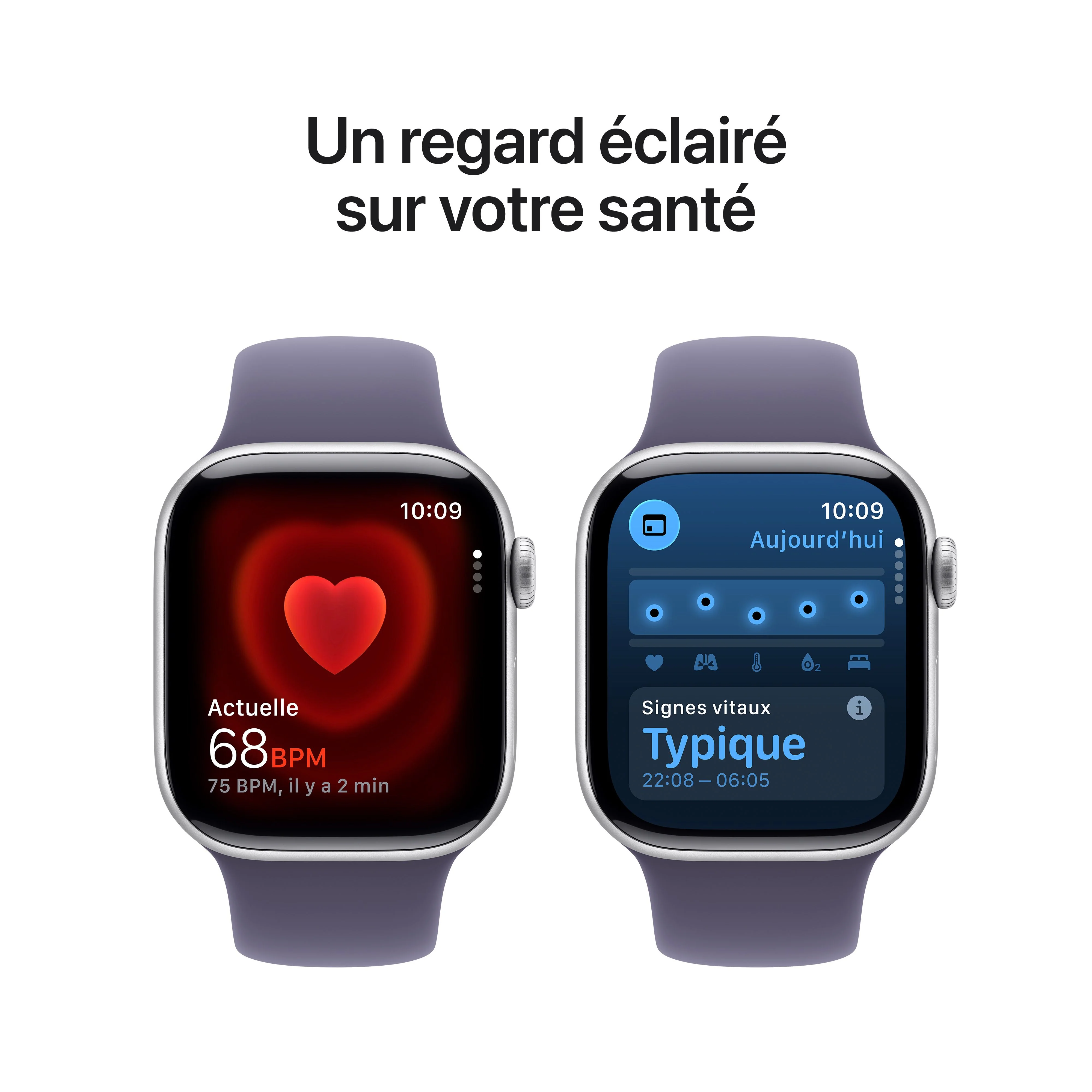 Apple Watch Series 11 GPS, Boîtier en aluminium argent 42 mm, Bracelet Sport brume violette - S/M - Image 5