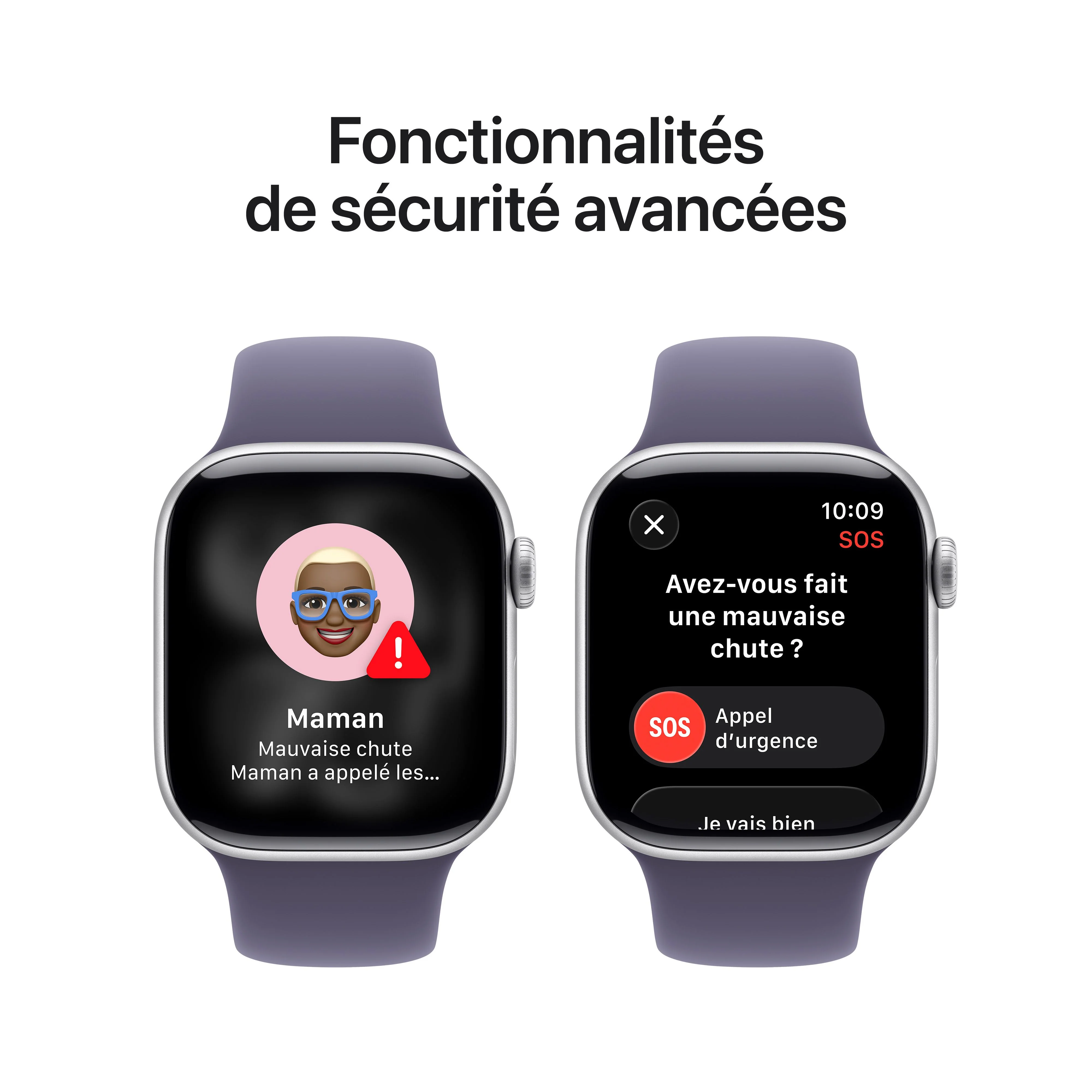 Apple Watch Series 11 GPS, Boîtier en aluminium argent 42 mm, Bracelet Sport brume violette - S/M - Image 6