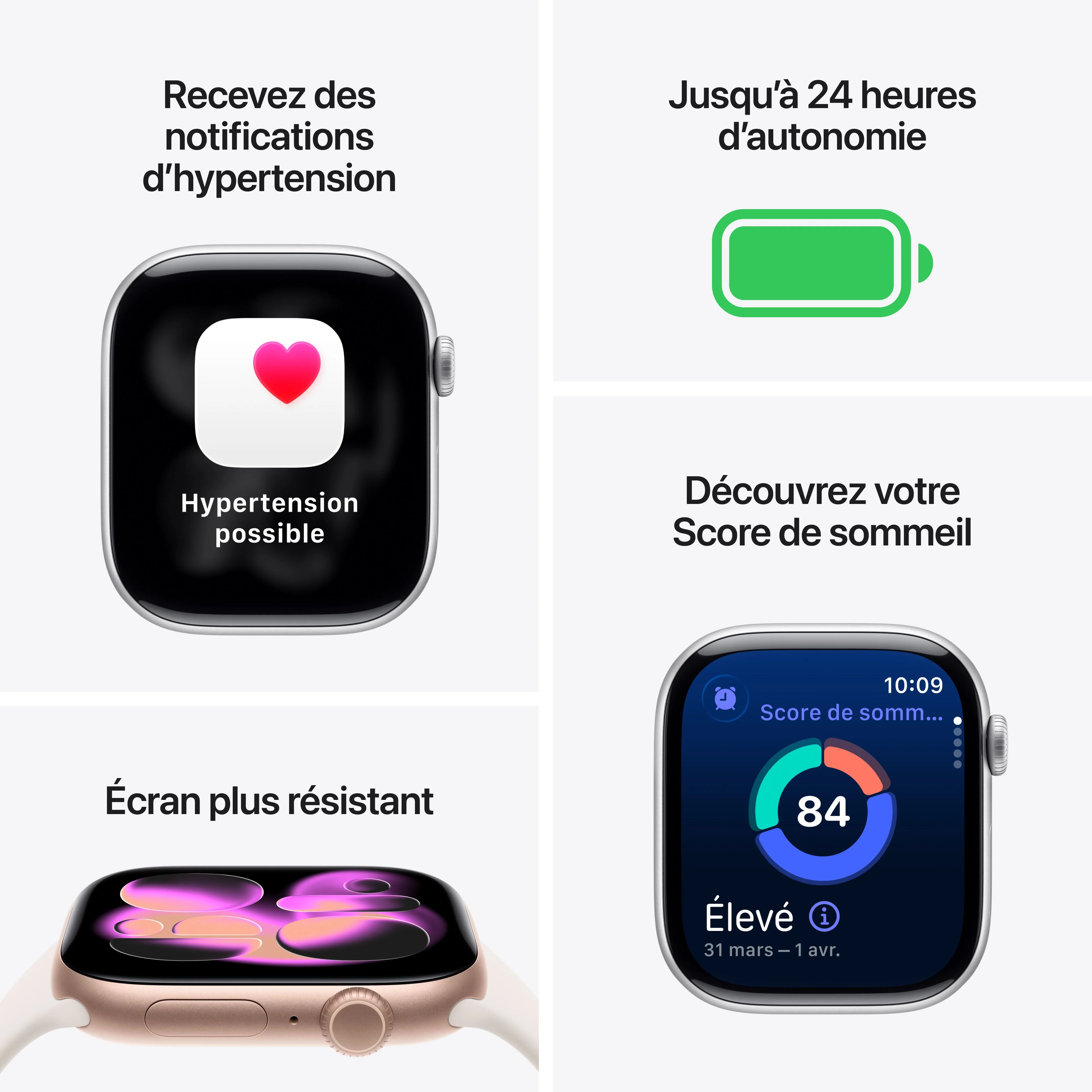 Apple Watch Series 11 GPS, Boîtier en aluminium argent 46 mm, Bracelet Sport brume violette - S/M - Image 3