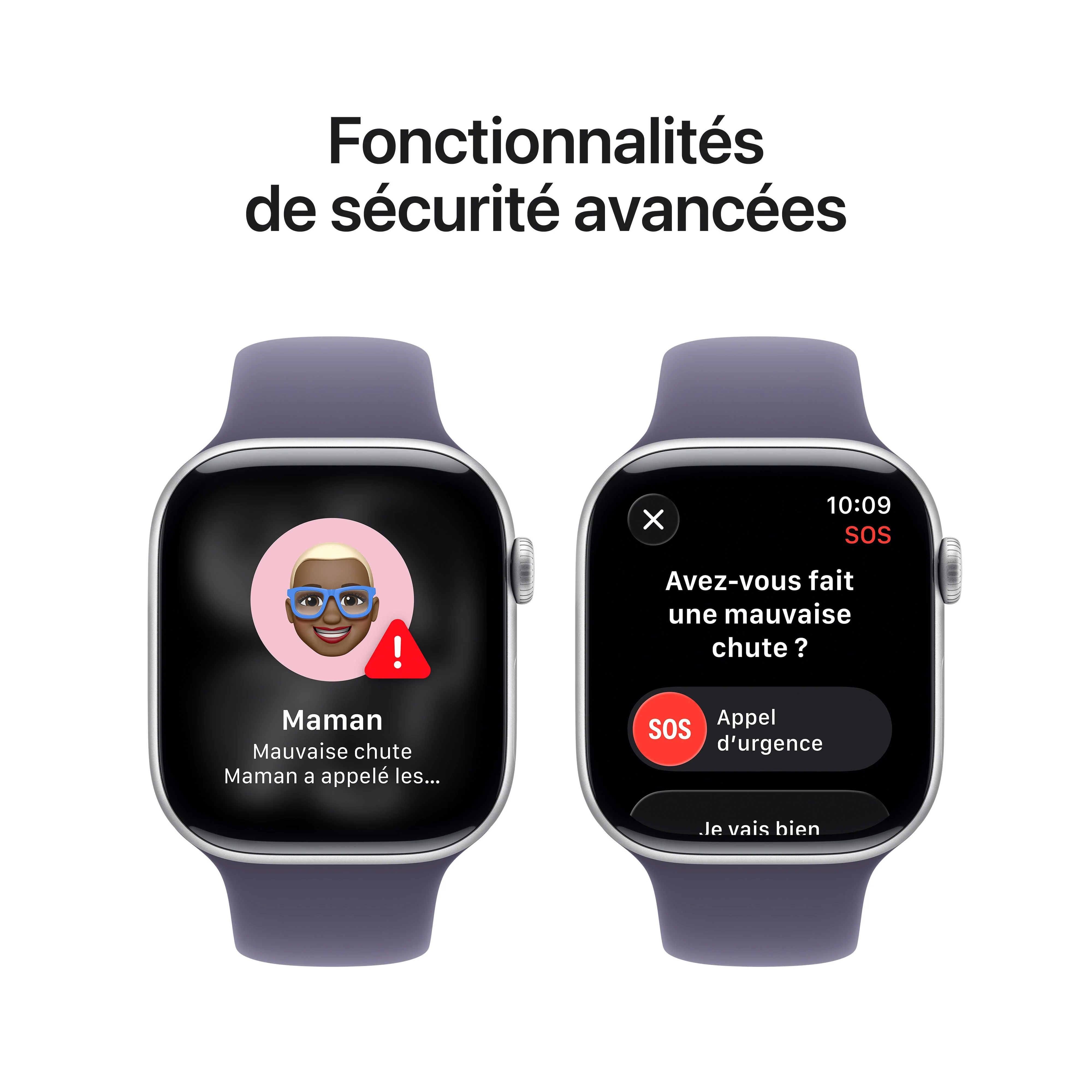 Apple Watch Series 11 GPS, Boîtier en aluminium argent 46 mm, Bracelet Sport brume violette - S/M - Image 6