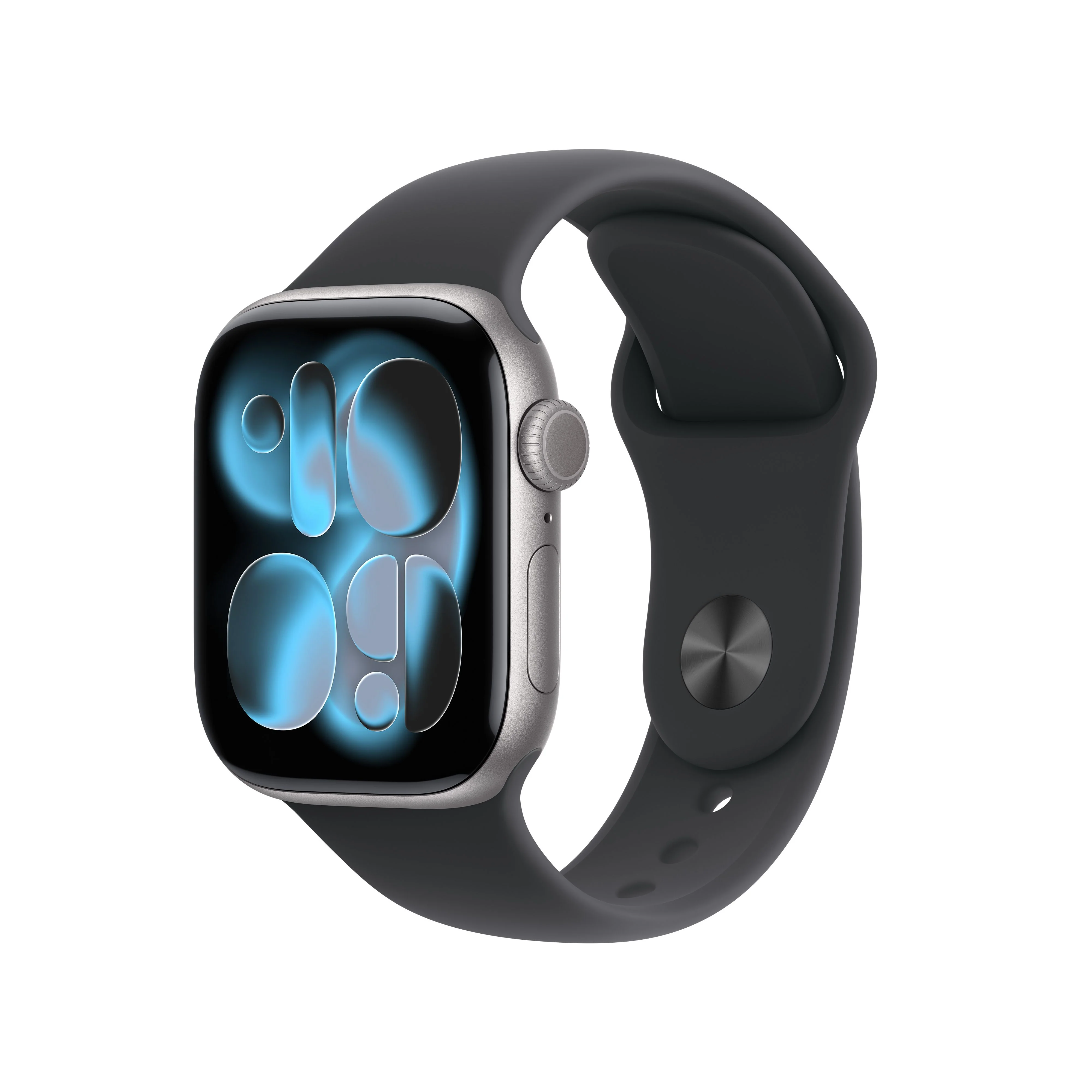 Apple Watch Series 11 GPS, Boîtier en aluminium gris sidéral 42 mm, Bracelet Sport noir - M/L