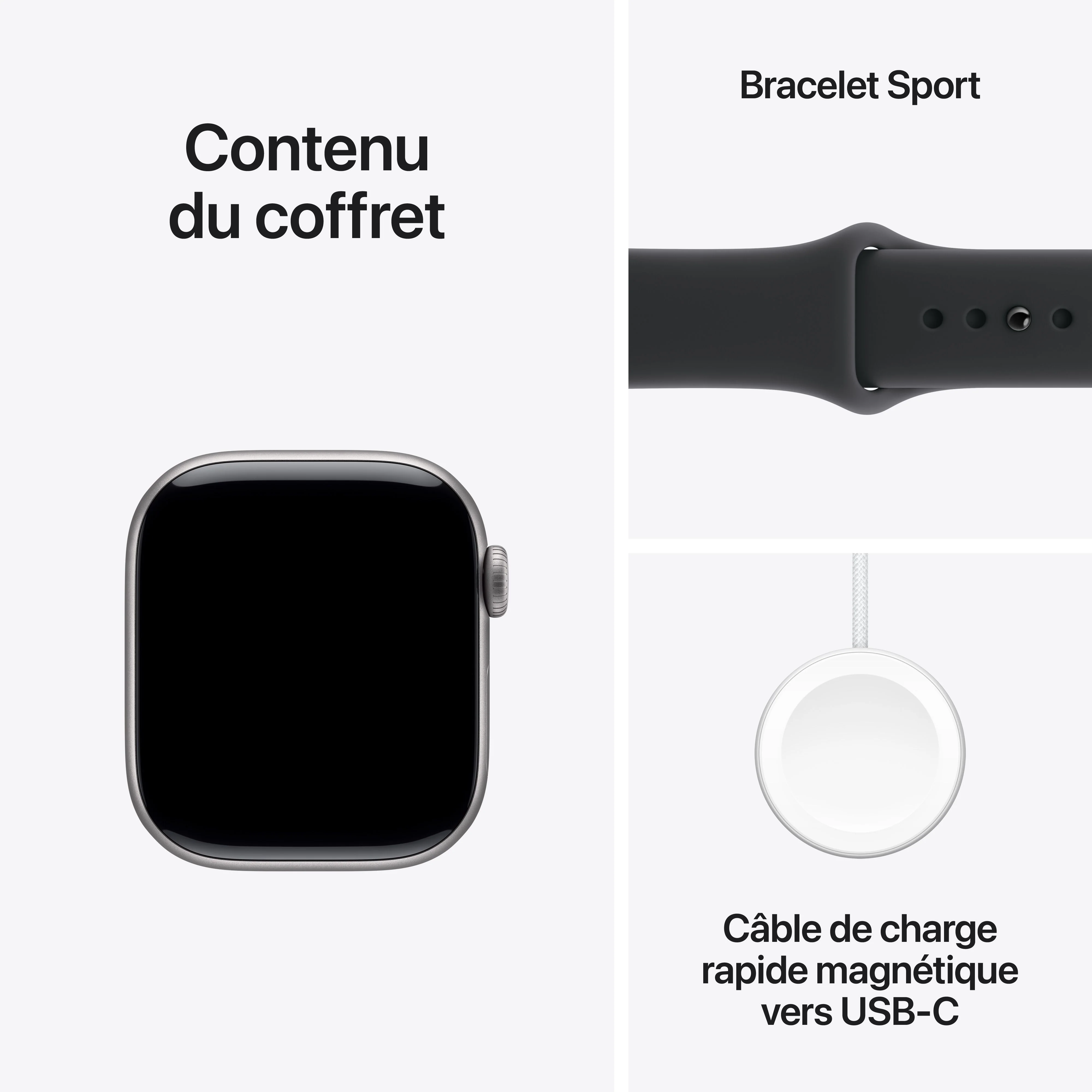 Apple Watch Series 11 GPS, Boîtier en aluminium gris sidéral 42 mm, Bracelet Sport noir - M/L - Image 8
