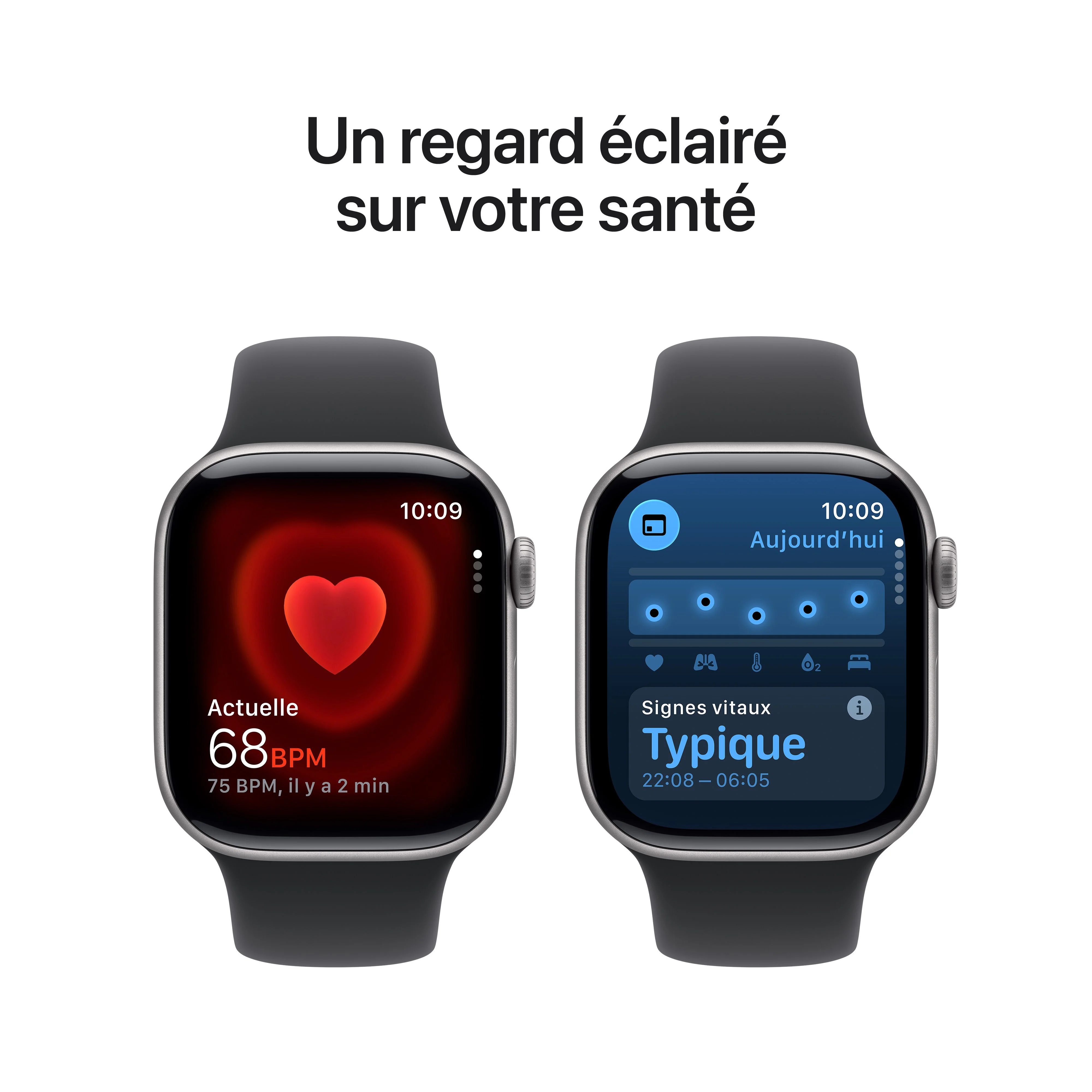 Apple Watch Series 11 GPS, Boîtier en aluminium gris sidéral 42 mm, Bracelet Sport noir - S/M - Image 5