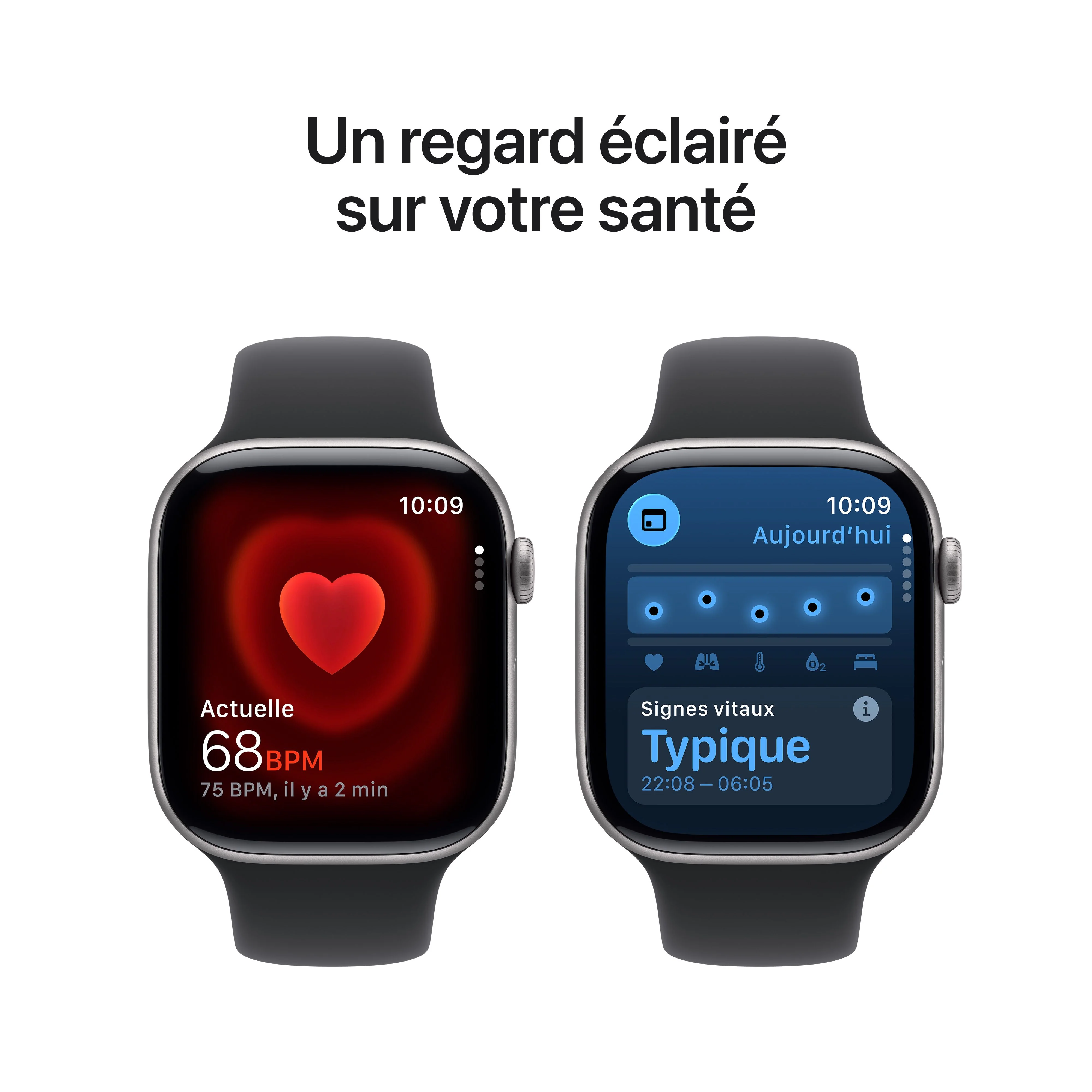 Apple Watch Series 11 GPS, Boîtier en aluminium gris sidéral 46 mm, Bracelet Sport noir - M/L - Image 5