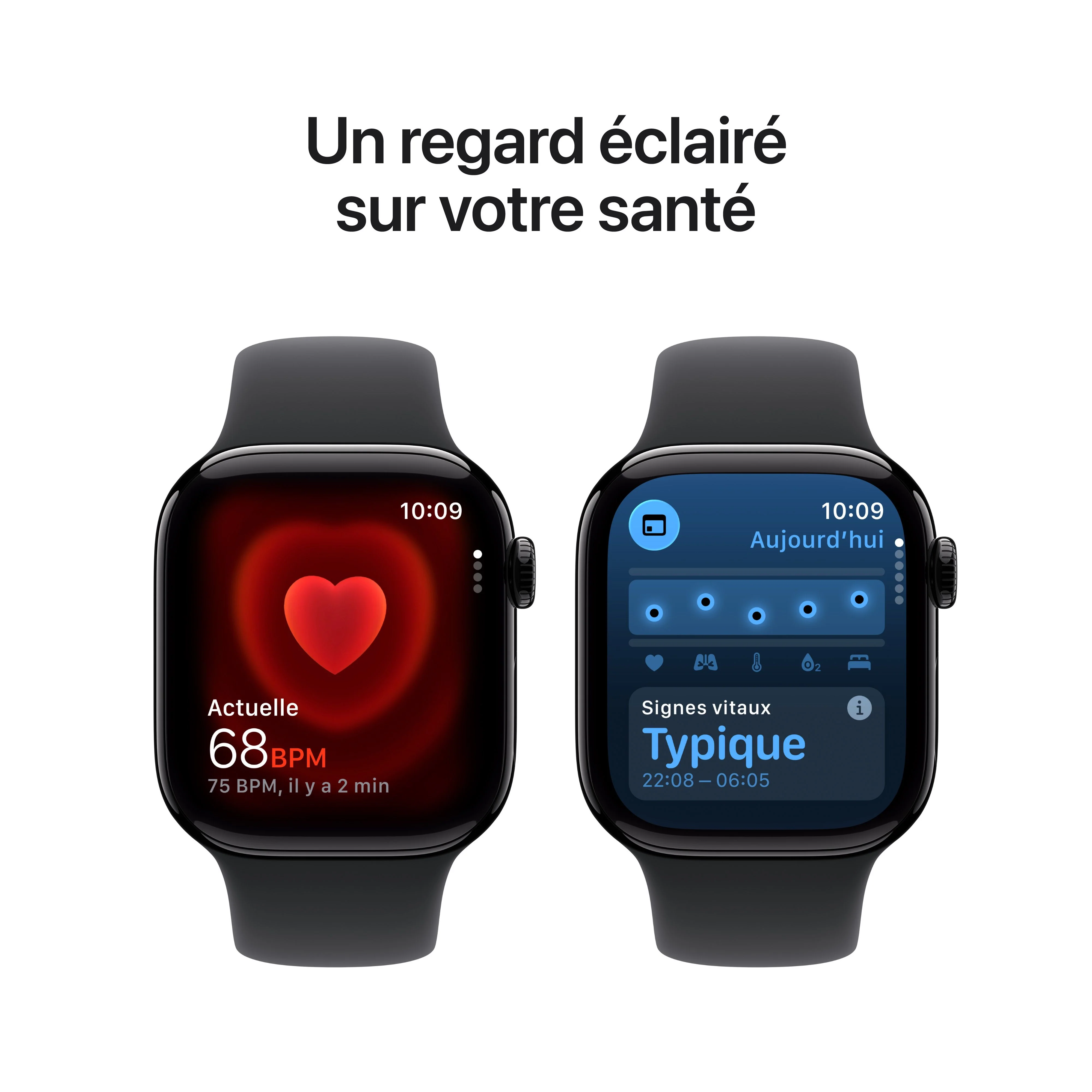 Apple Watch Series 11 GPS, Boîtier en aluminium noir de jais 42 mm, Bracelet Sport noir - M/L - Image 5