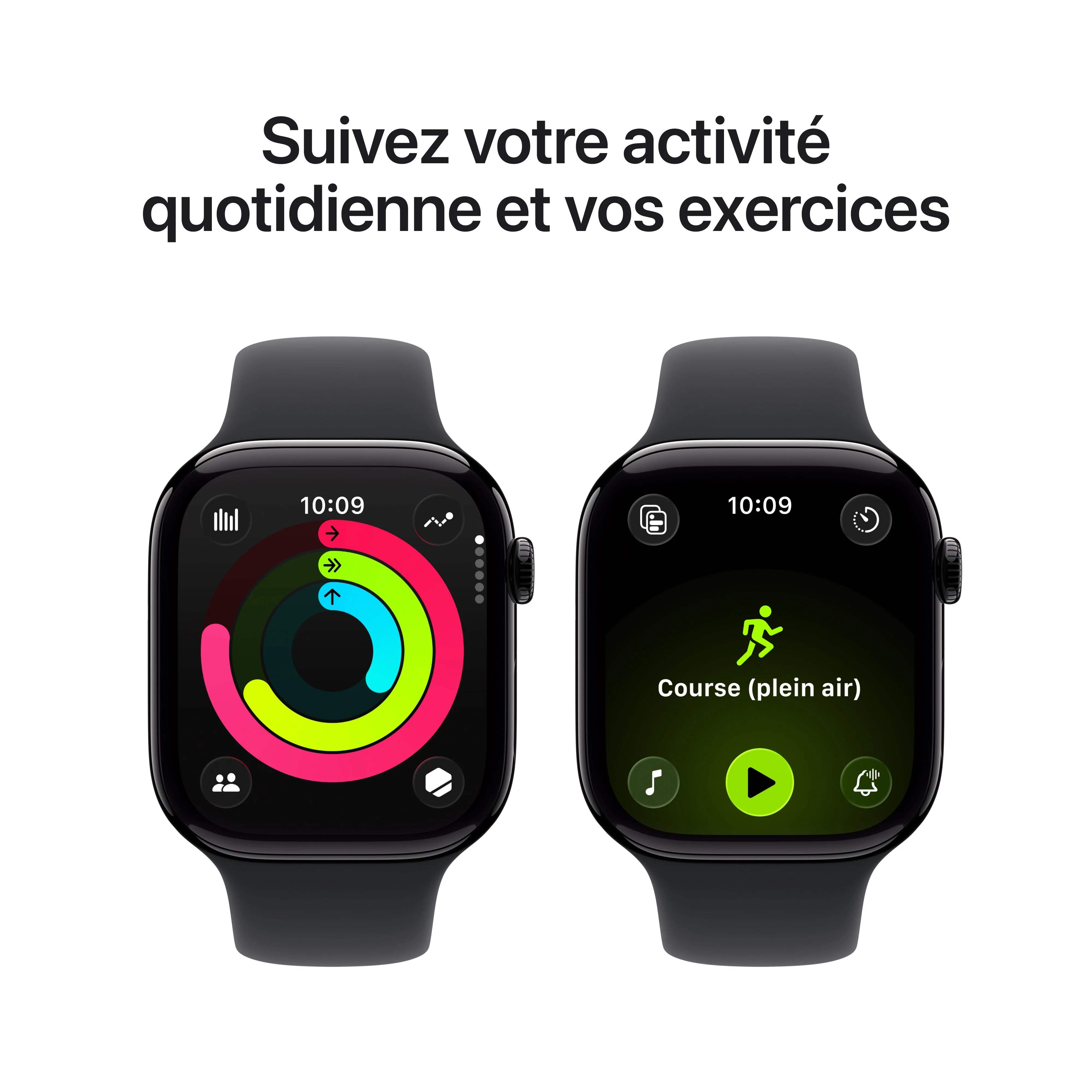 Apple Watch Series 11 GPS, Boîtier en aluminium noir de jais 46 mm, Bracelet Sport noir - S/M - Image 4