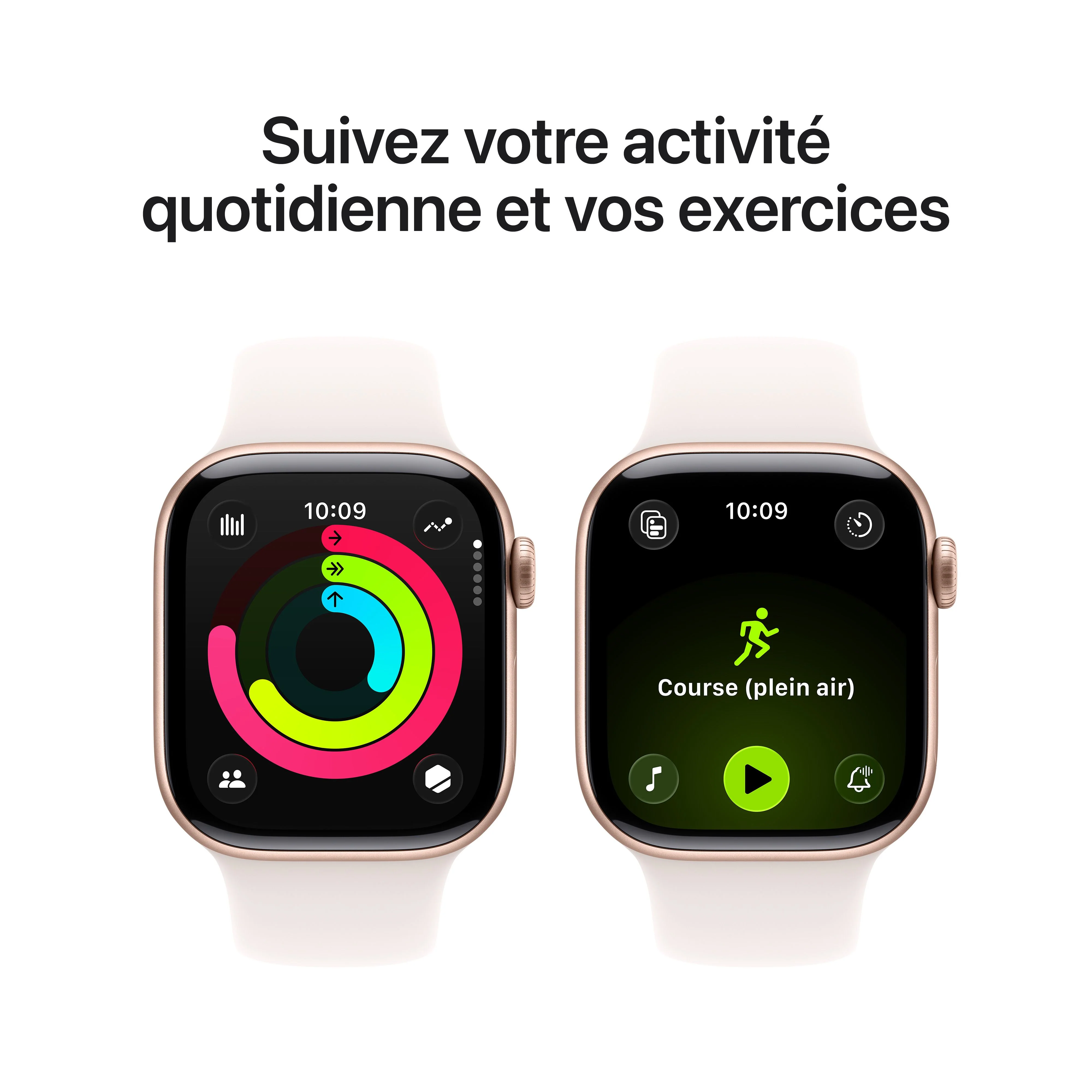 Apple Watch Series 11 GPS, Boîtier en aluminium or rose 42 mm, Bracelet Sport rose tendre - M/L - Image 4