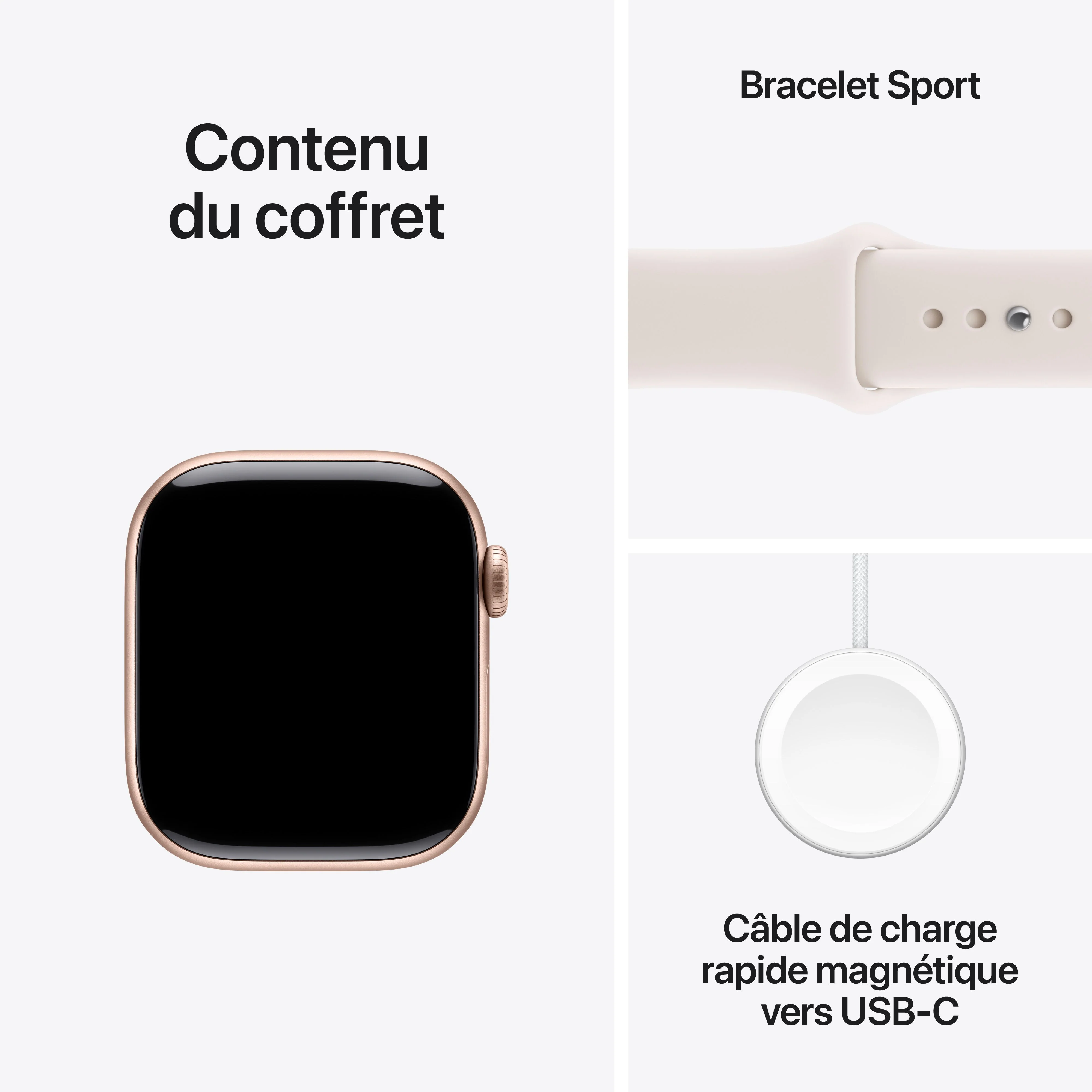 Apple Watch Series 11 GPS, Boîtier en aluminium or rose 42 mm, Bracelet Sport rose tendre - S/M - Image 8