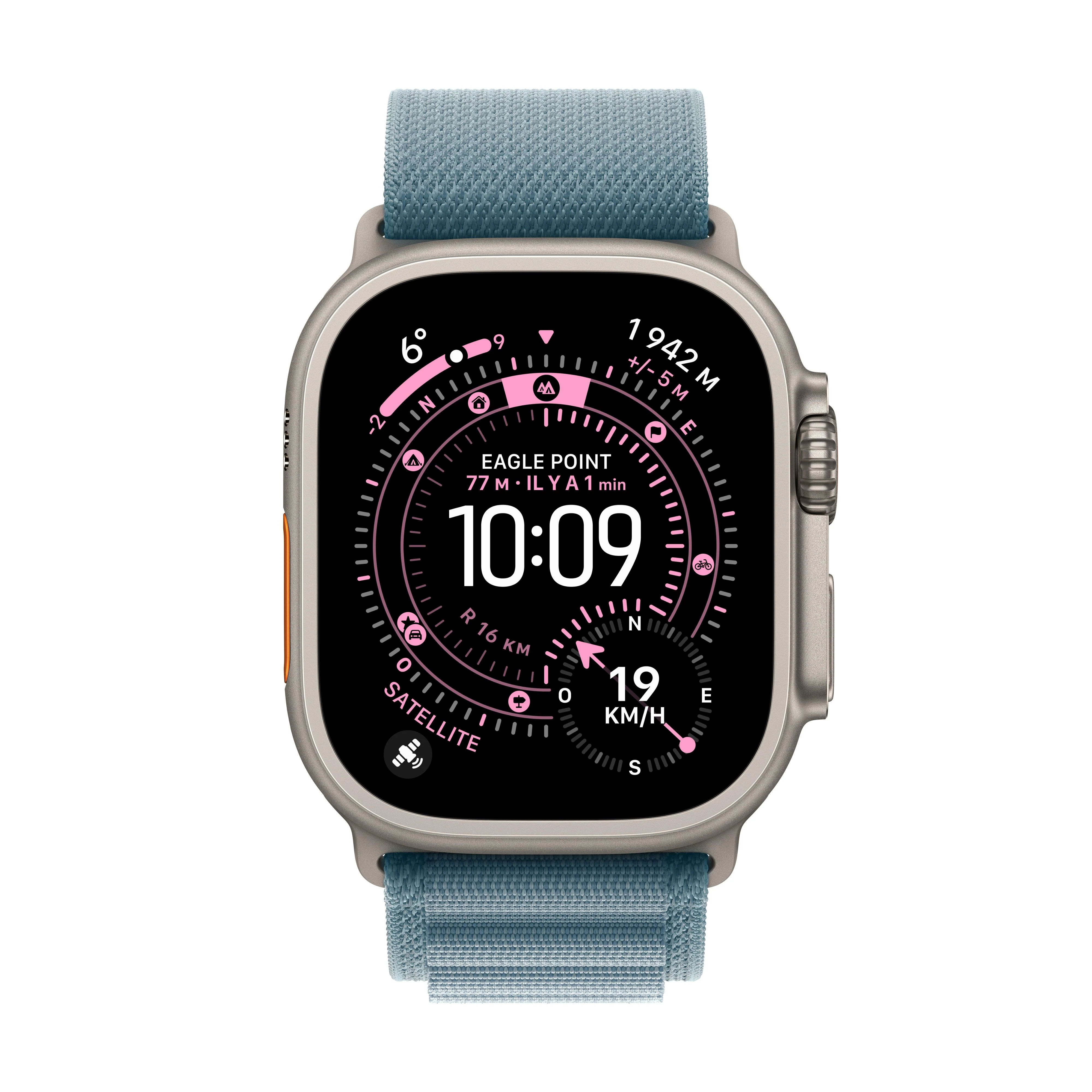 Apple Watch Ultra 3 GPS + Cellular, Boîtier en titane naturel de 49 mm, Boucle Alpine bleu clair - Small - Image 2