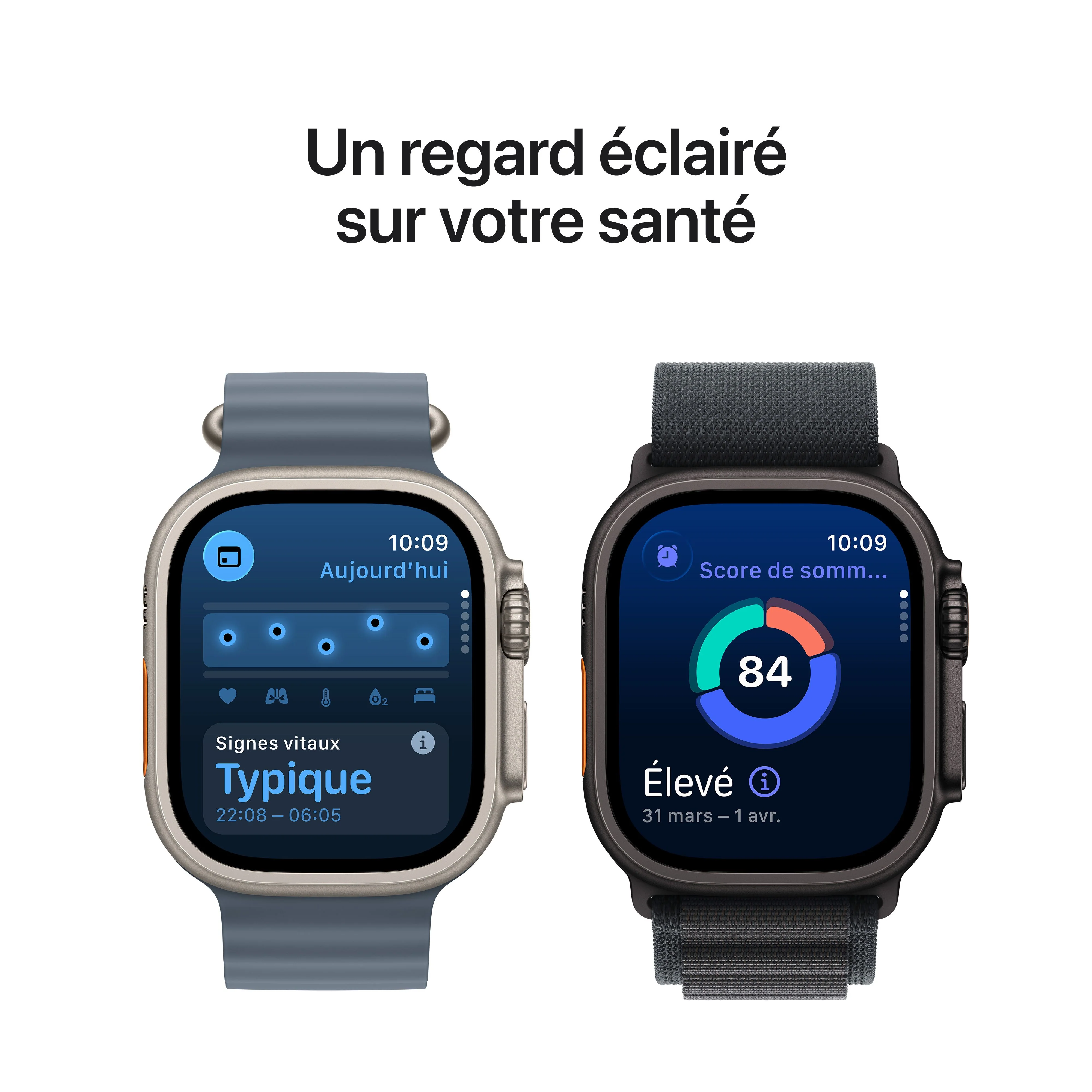 Apple Watch Ultra 3 GPS + Cellular, Boîtier en titane naturel de 49 mm, Boucle Alpine bleu clair - Small - Image 7
