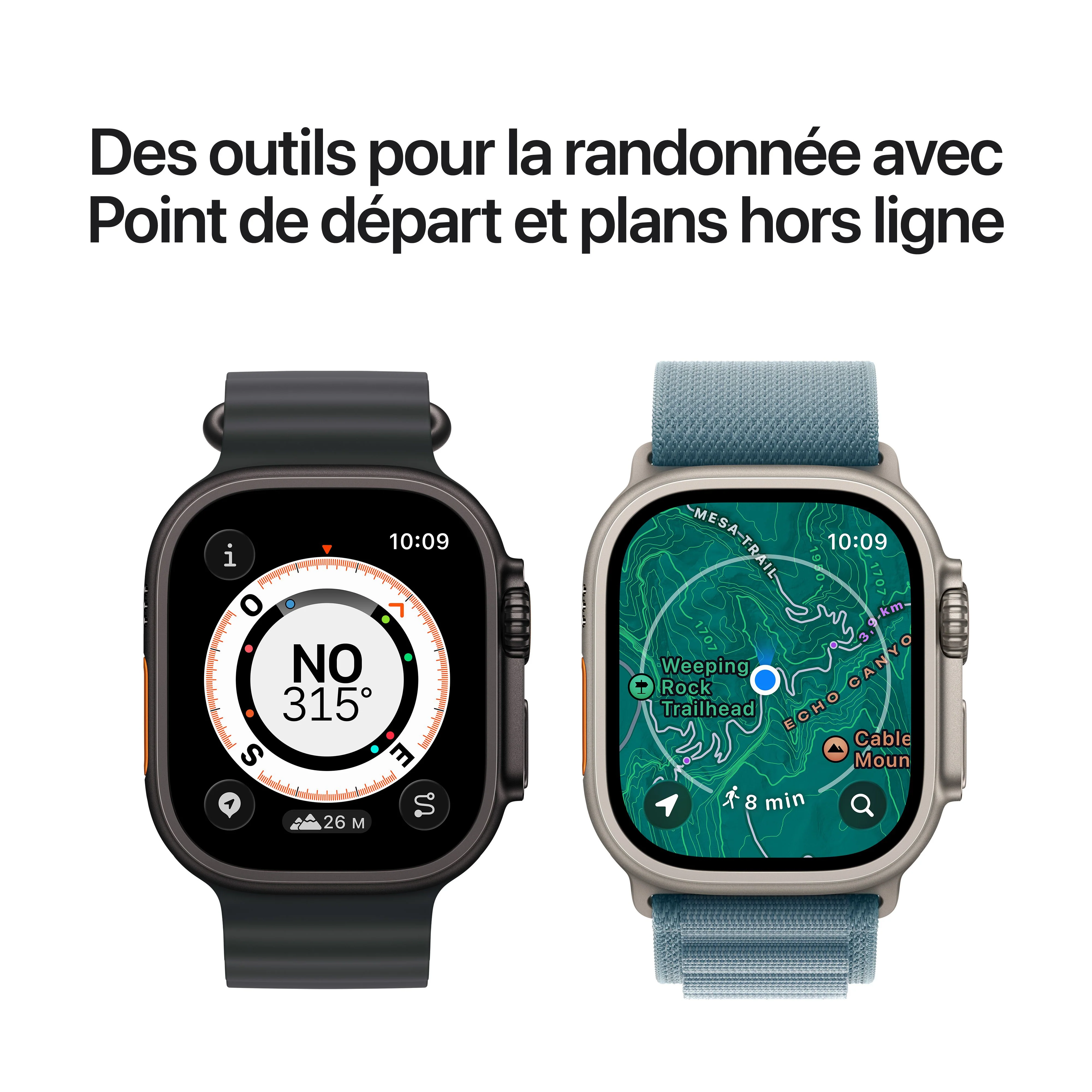Apple Watch Ultra 3 GPS + Cellular, Boîtier en titane naturel de 49 mm, Bracelet Milanais titane naturel - Medium - Image 6