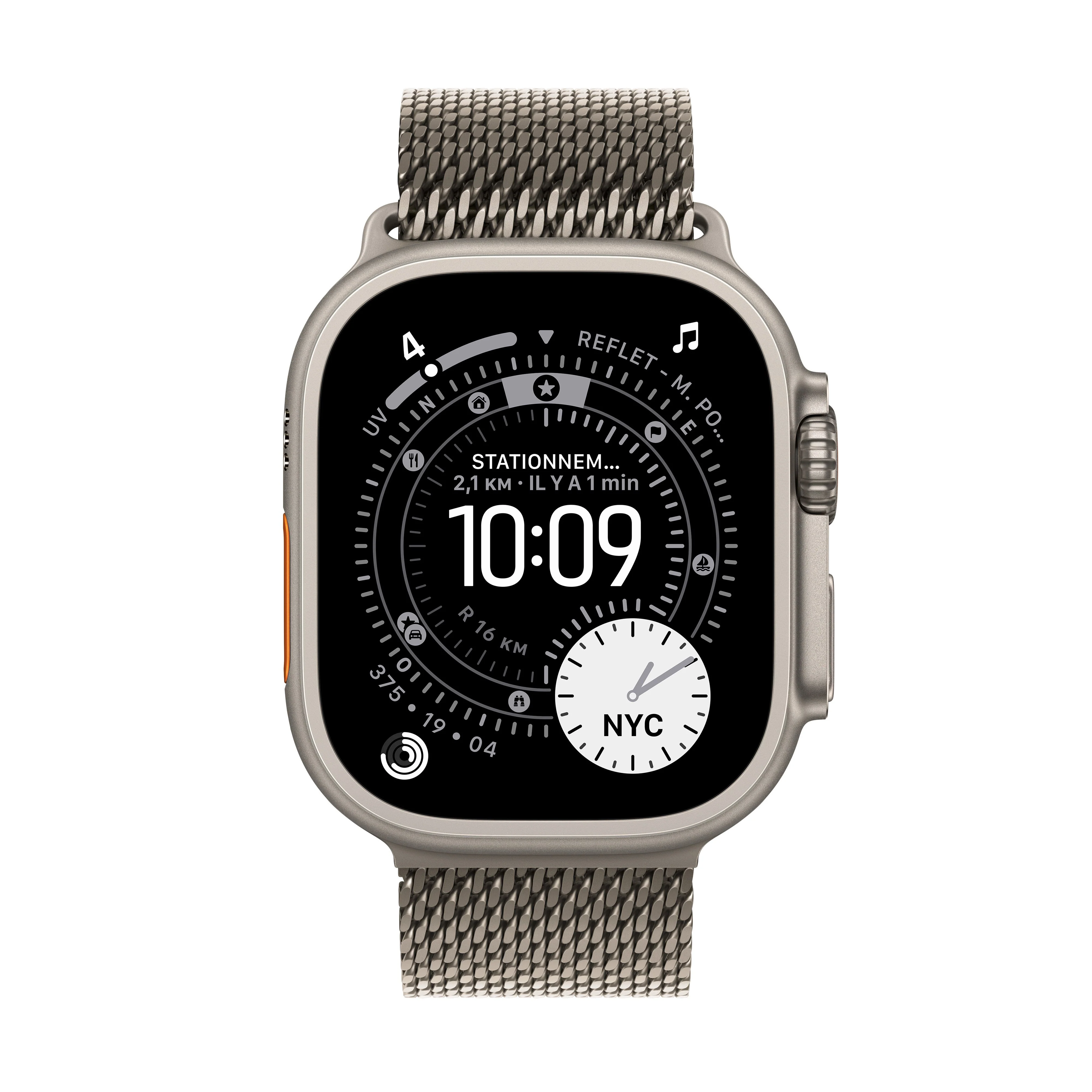 Apple Watch Ultra 3 GPS + Cellular, Boîtier en titane naturel de 49 mm, Bracelet Milanais titane naturel - Small - Image 2
