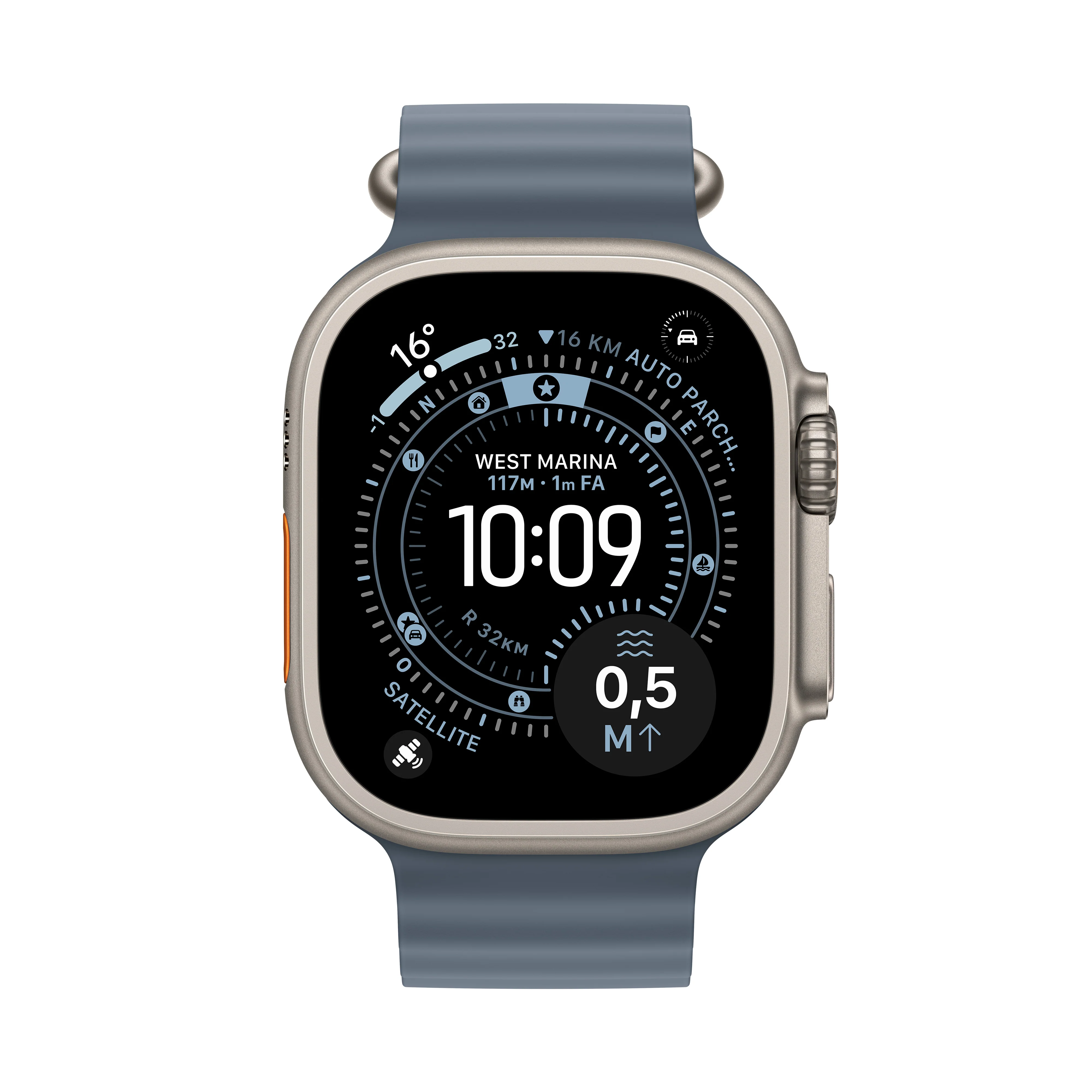 Apple • Apple Watch Ultra 3 • Titane naturel • Bracelet Ocean Bleu maritime - Image 2