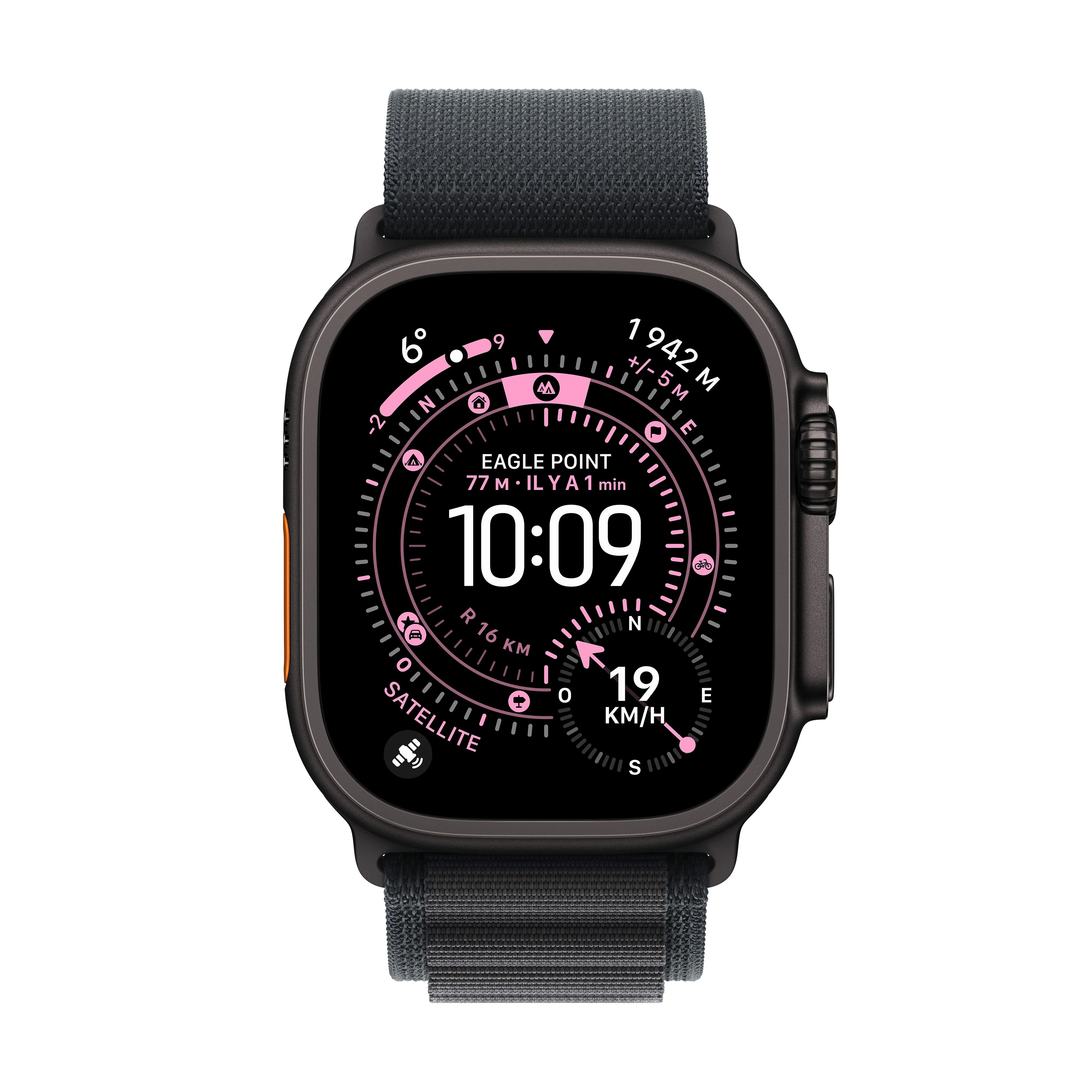 Apple Watch Ultra 3 GPS + Cellular, Boîtier en titane noir de 49 mm, Boucle Alpine noir - Large - Image 2