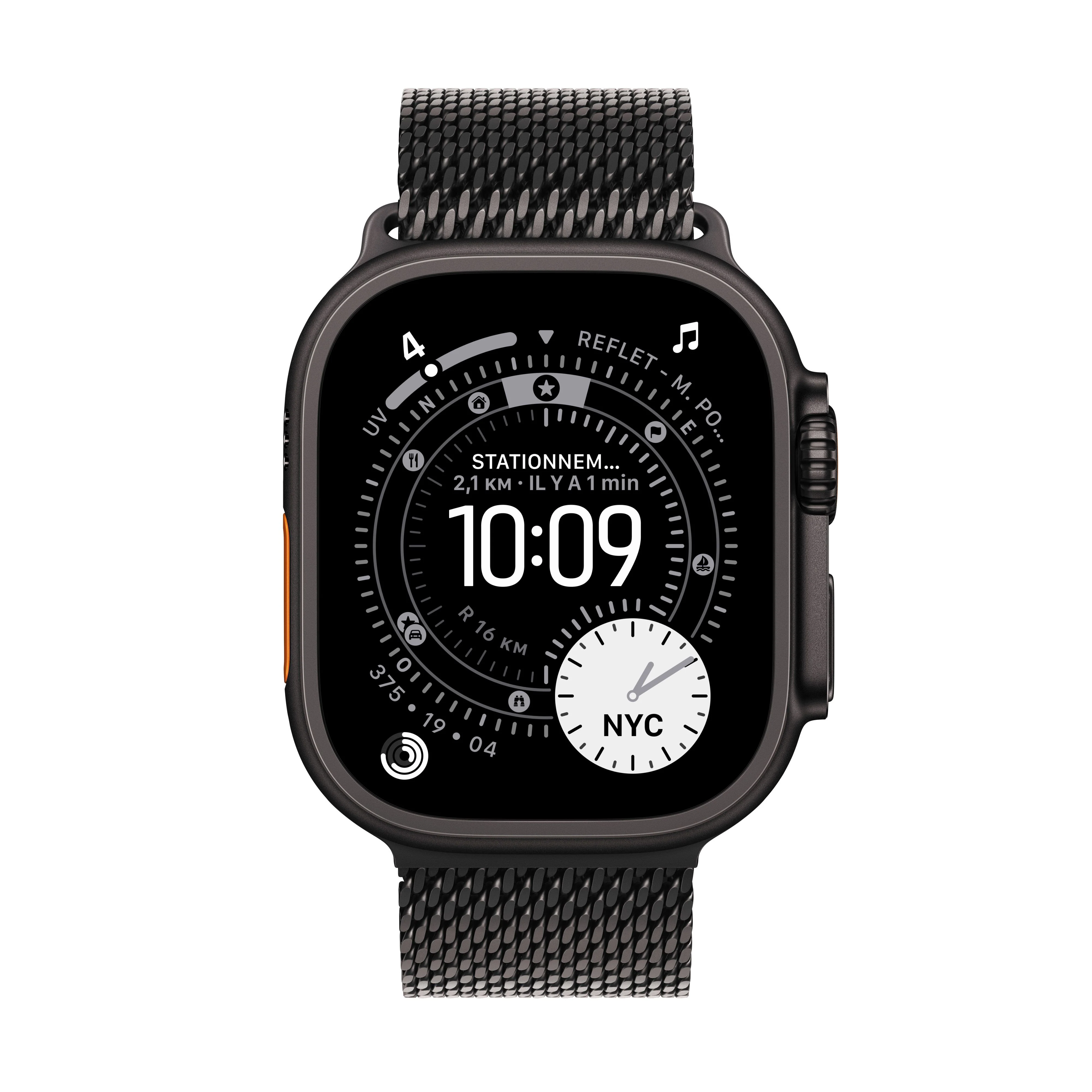 Apple Watch Ultra 3 GPS + Cellular, Boîtier en titane noir de 49 mm, Bracelet Milanais titane noir - Small - Image 2