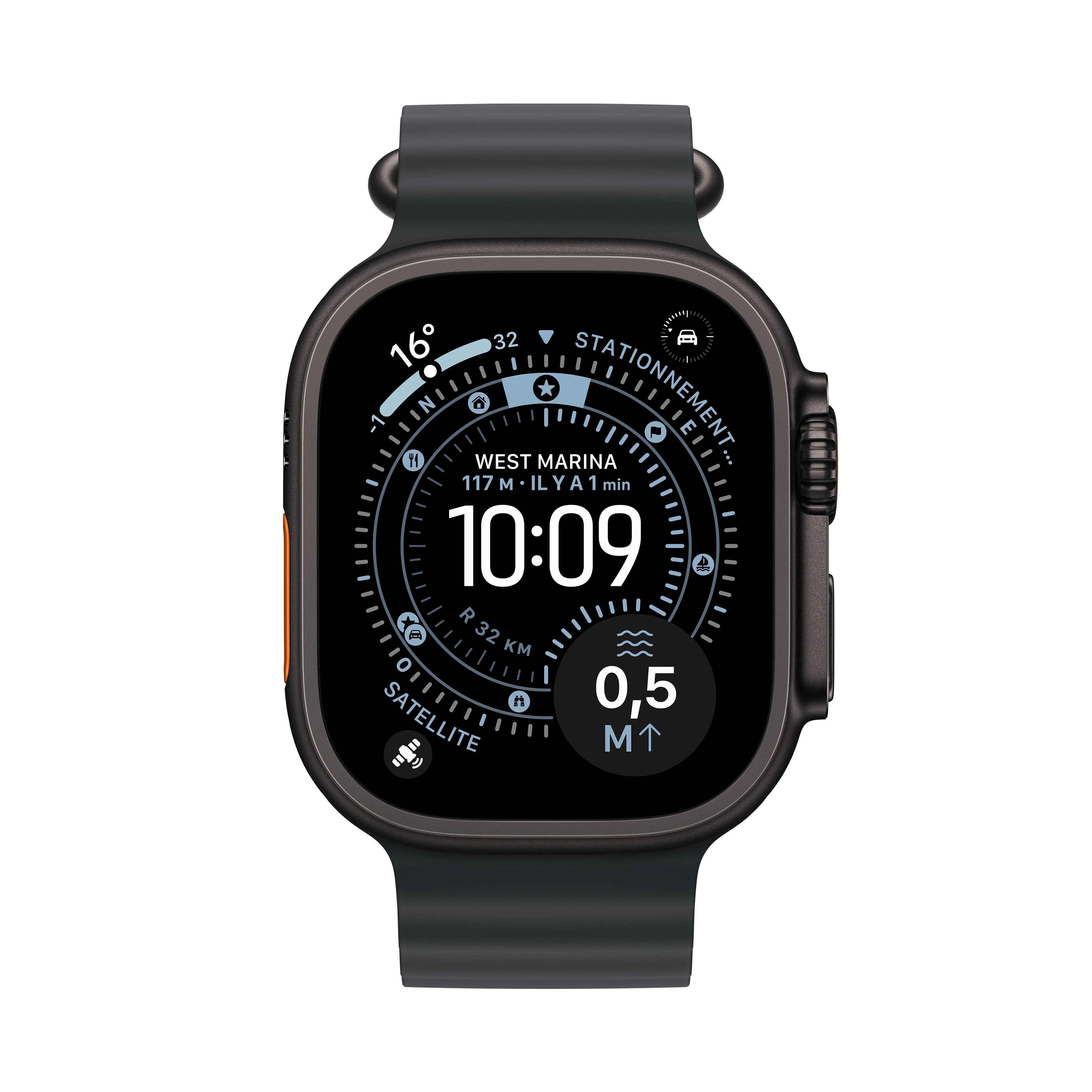Apple Watch Ultra 3 GPS + Cellular, Boîtier en titane noir de 49 mm, Bracelet Océan noir - Image 2
