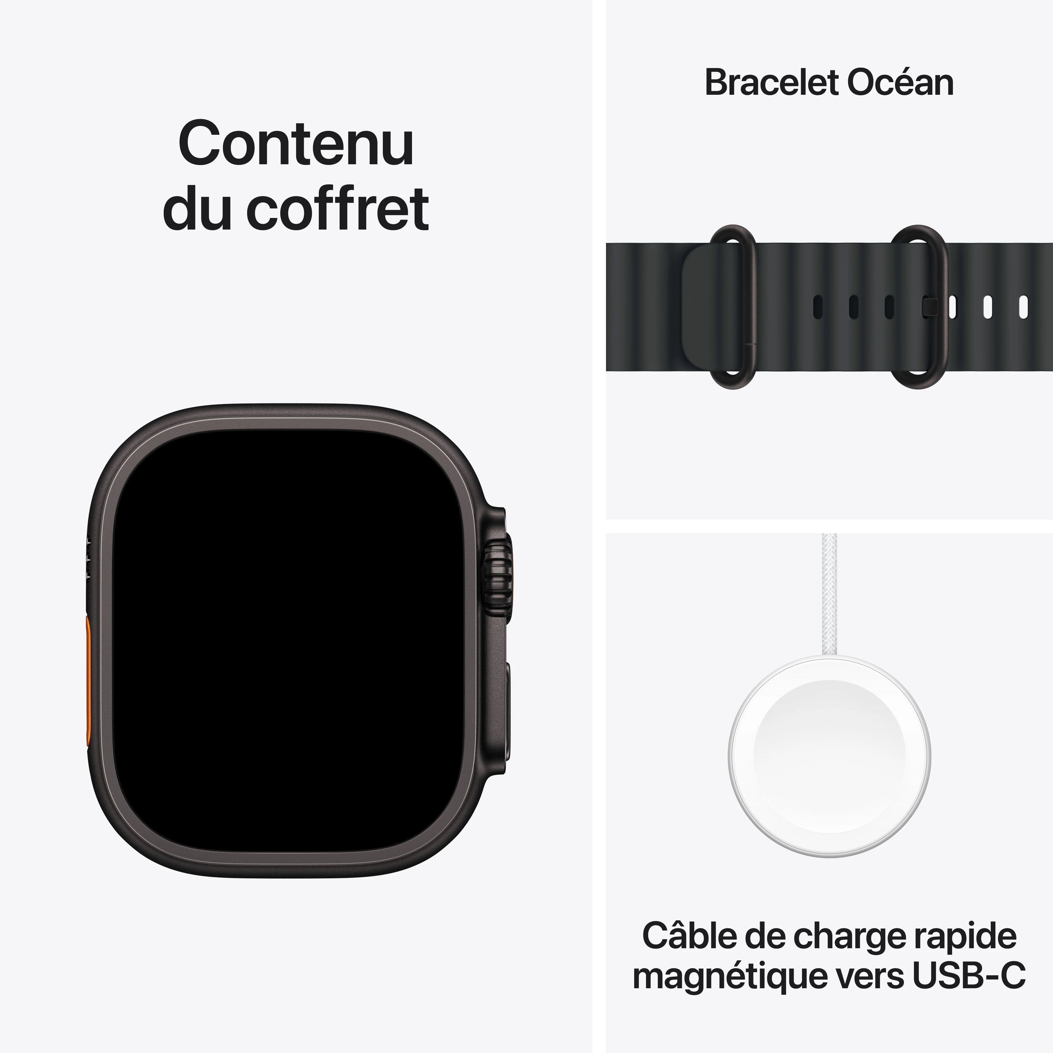 Apple Watch Ultra 3 GPS + Cellular, Boîtier en titane noir de 49 mm, Bracelet Océan noir - Image 8