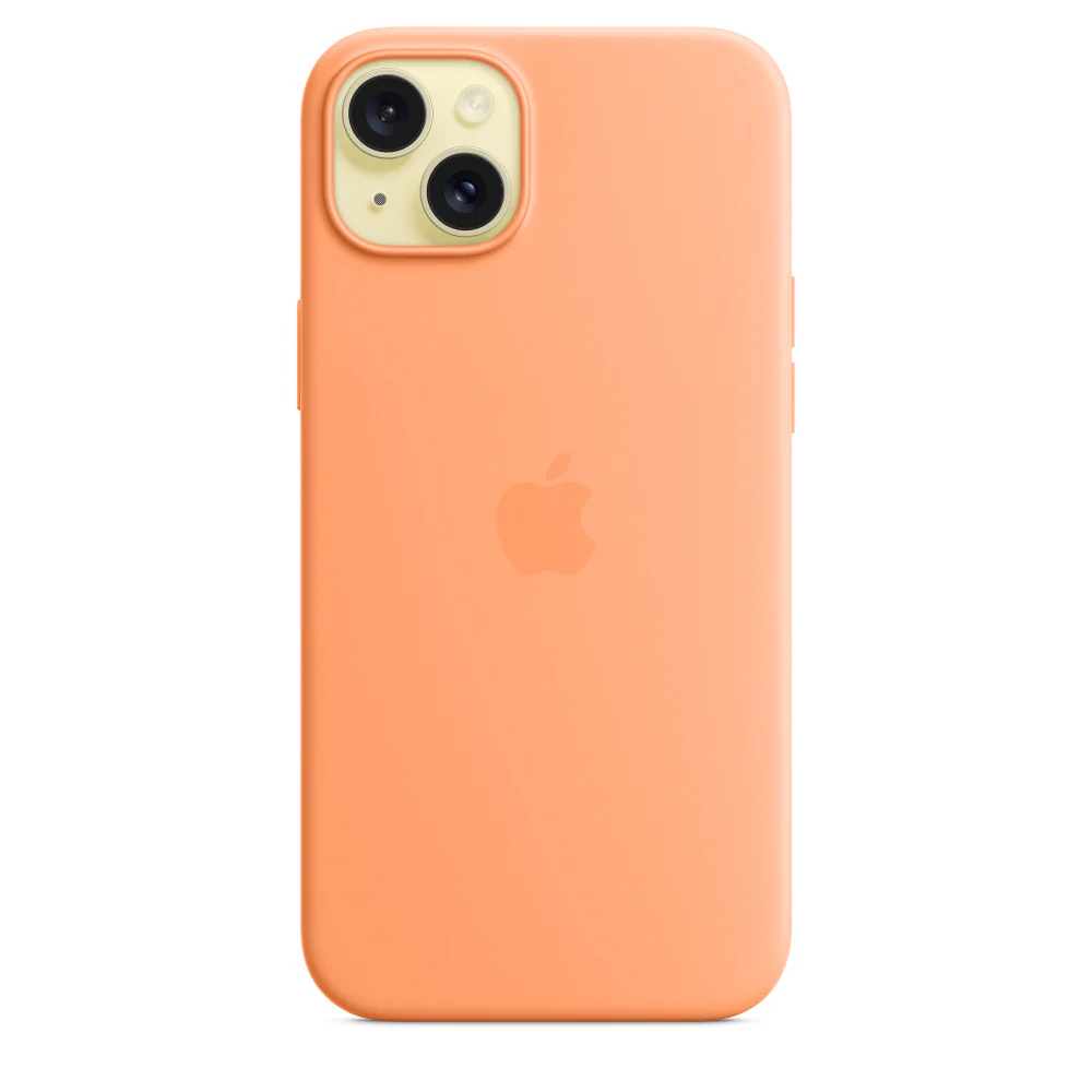 Apple • Coque en silicone avec MagSafe pour iPhone 15 Plus • Sorbet à l'orange - Image 3