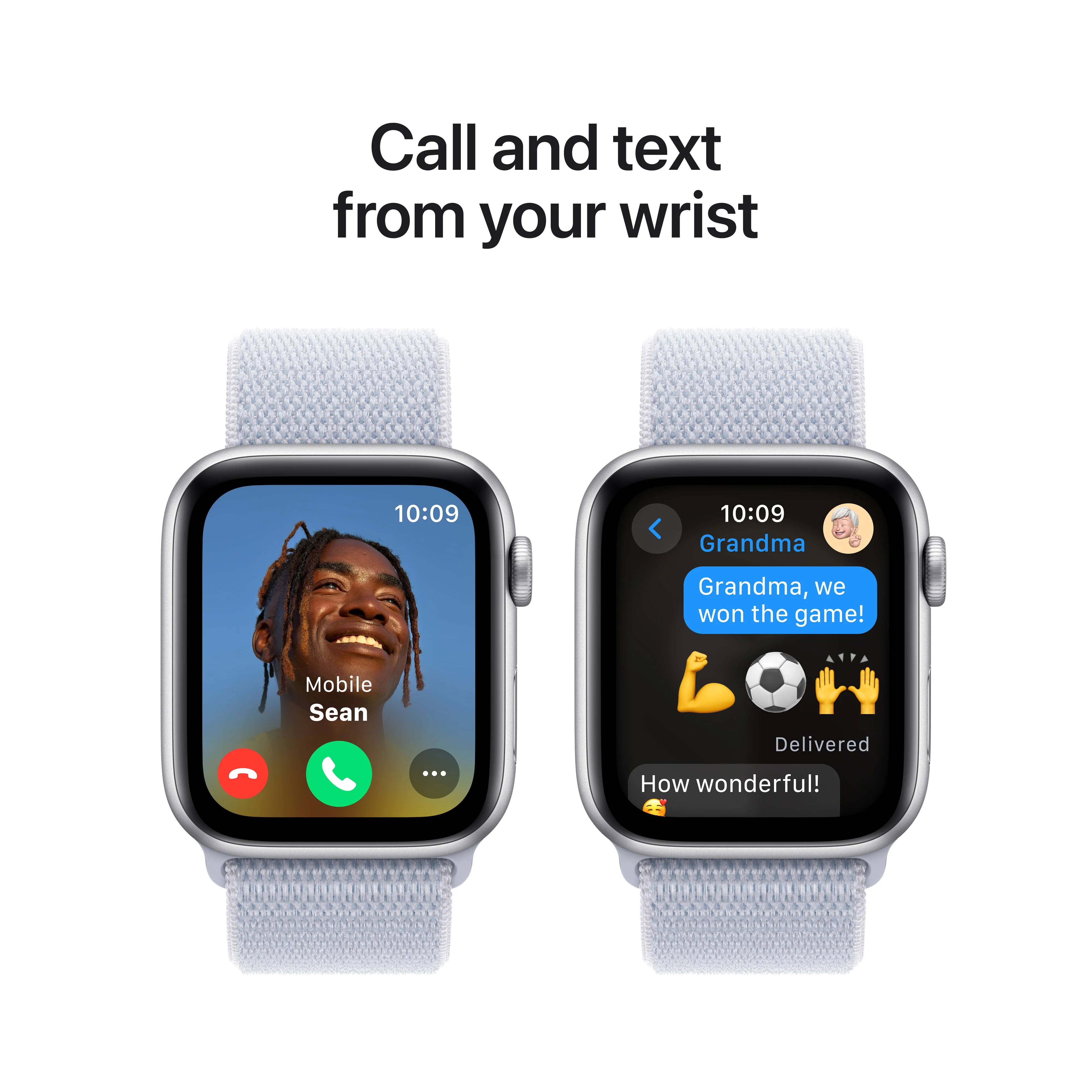 Apple Watch SE (2ème gén) • 44mm Argent • Boucle Sport Nuée Bleue - Image 4