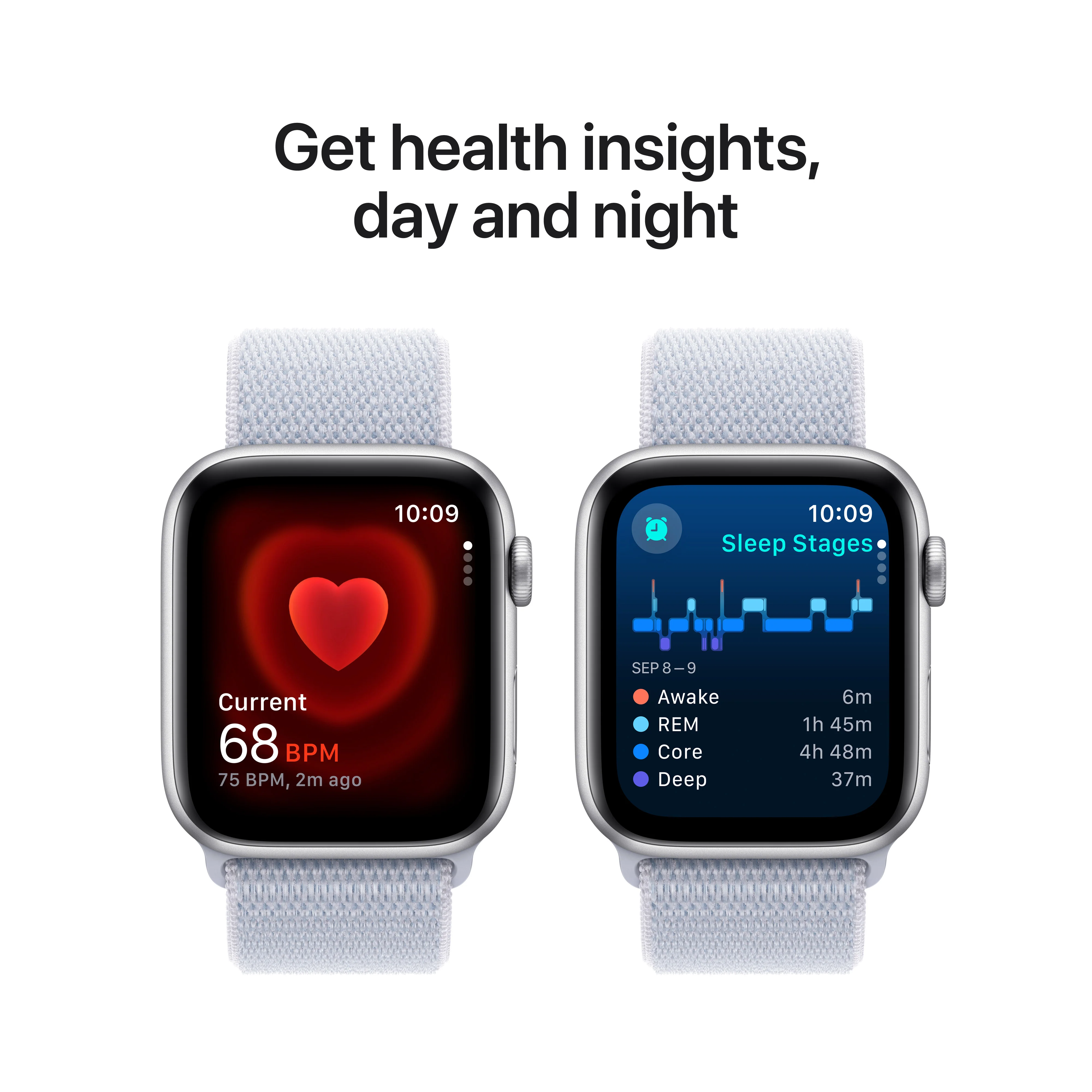 Apple Watch SE (2ème gén) • 44mm Argent • Boucle Sport Nuée Bleue - Image 5