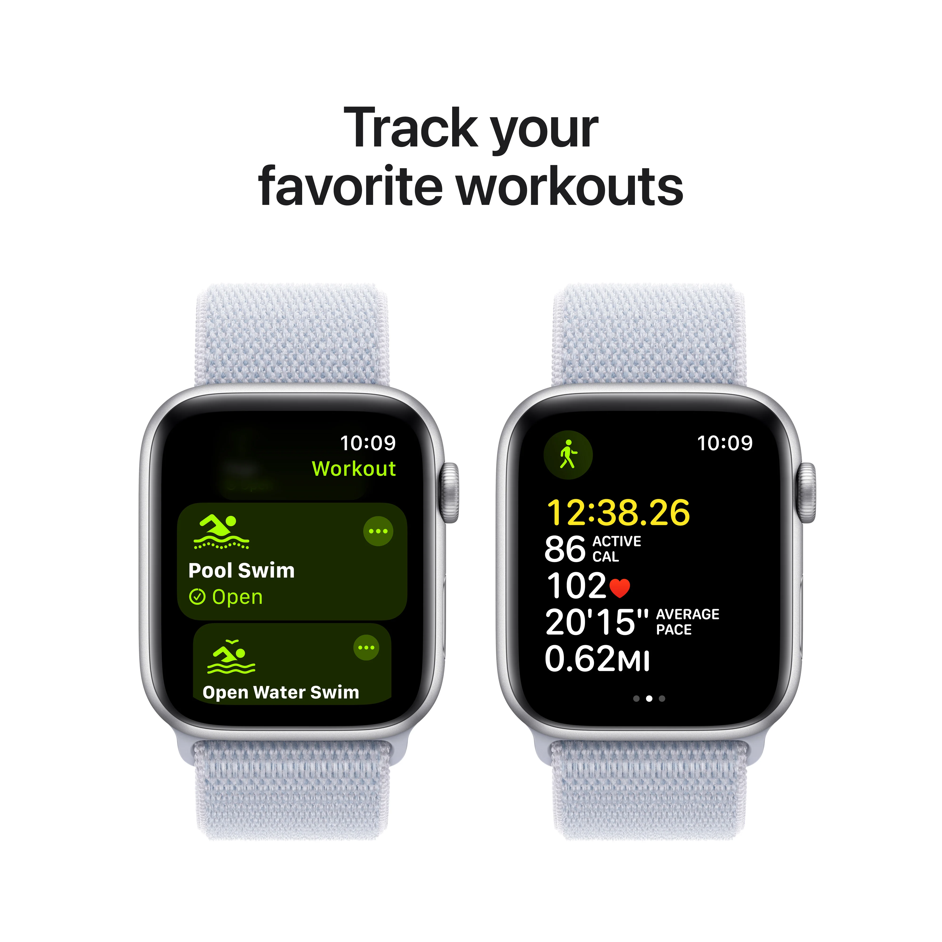Apple Watch SE (2ème gén) • 44mm Argent • Boucle Sport Nuée Bleue - Image 6
