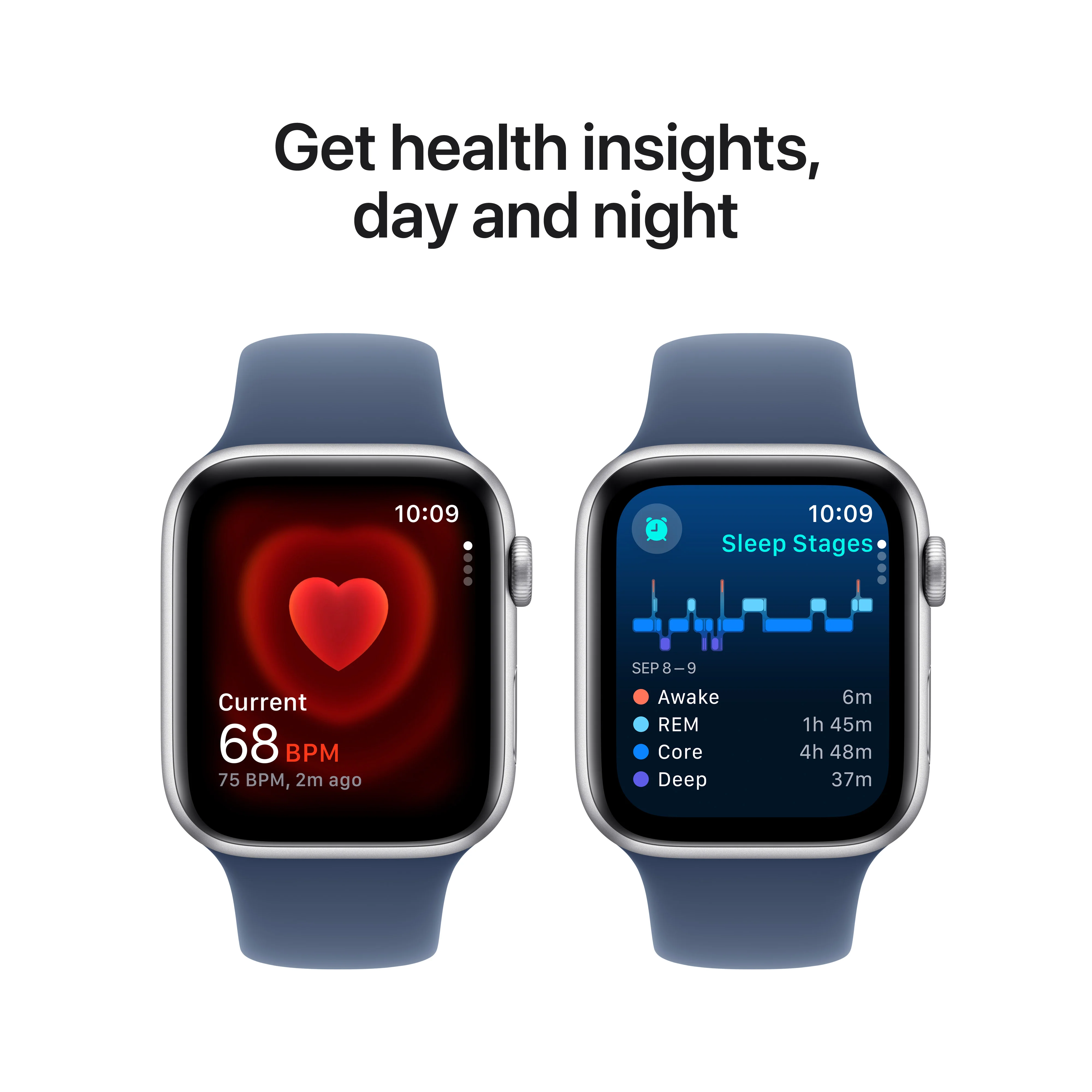 Apple Watch SE (2ème gén) • 44mm Argent • Bracelet Sport Denim M/L - Image 5