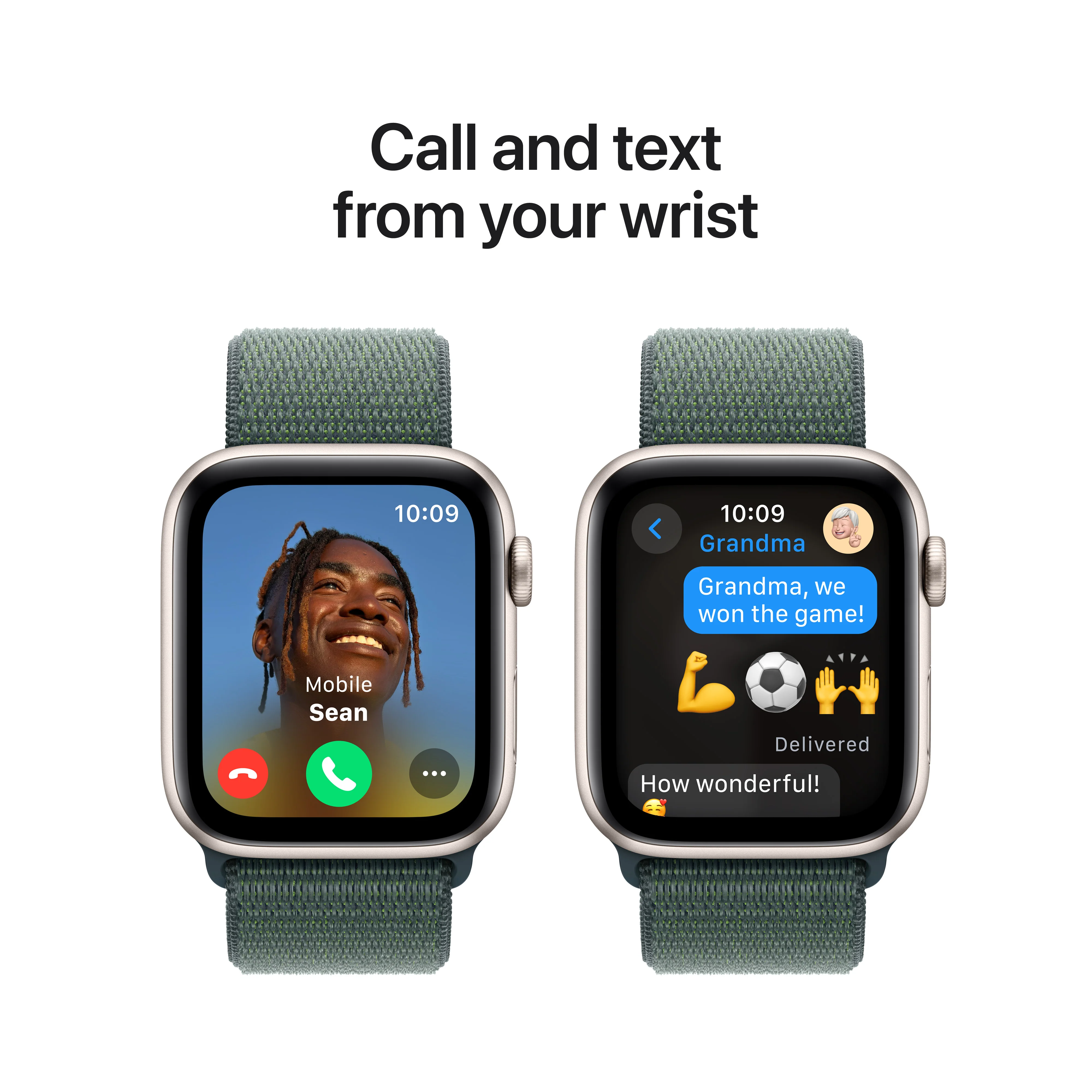 Apple Watch SE (2ème gén) • 44mm Lumière Stellaire • Boucle Sport Vert Lacustre - Image 4