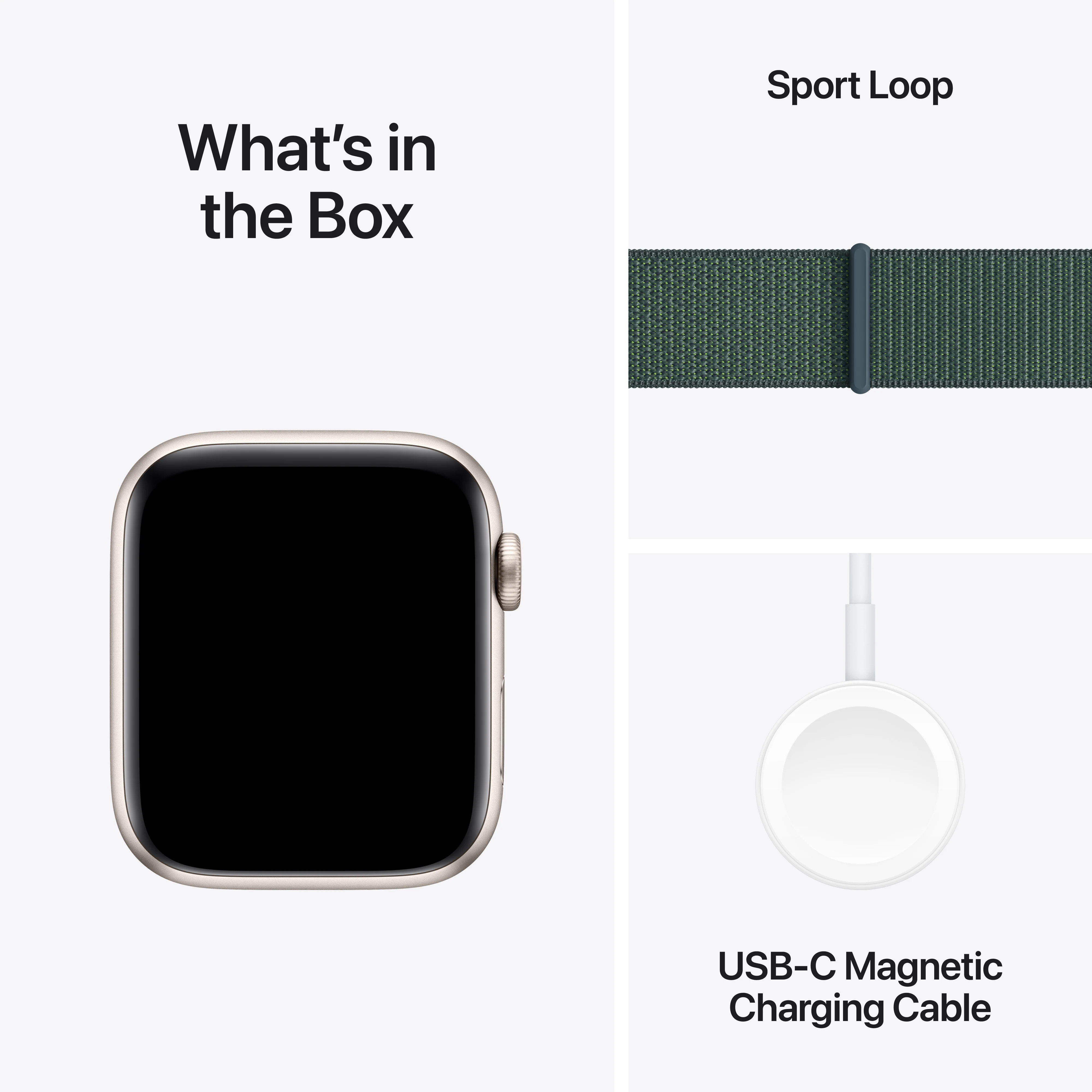 Apple Watch SE (2ème gén) • 44mm Lumière Stellaire • Boucle Sport Vert Lacustre - Image 7