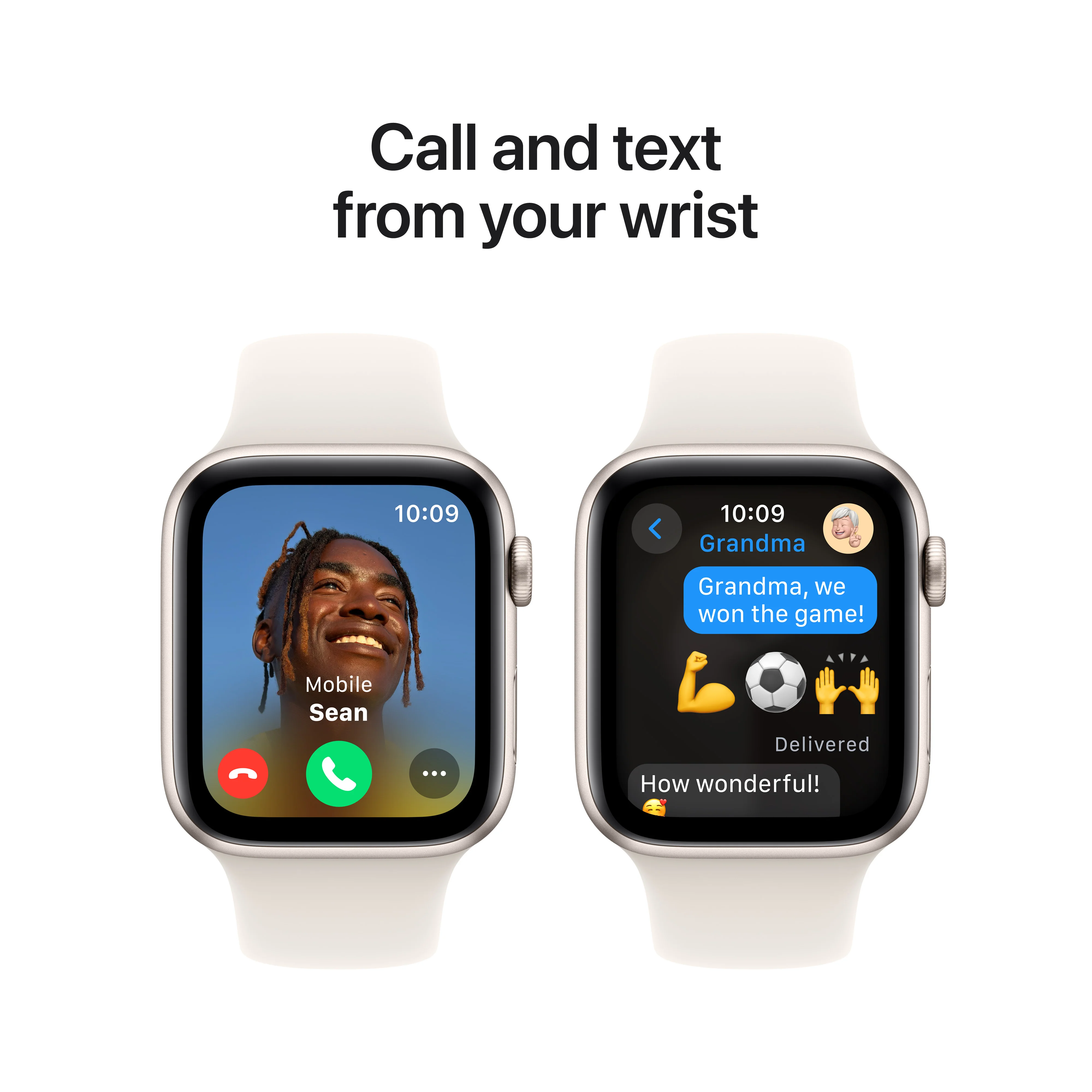 Apple Watch SE (2ème gén) • 44mm Lumière Stellaire • Bracelet Sport lumière stellaire M/L - Image 4