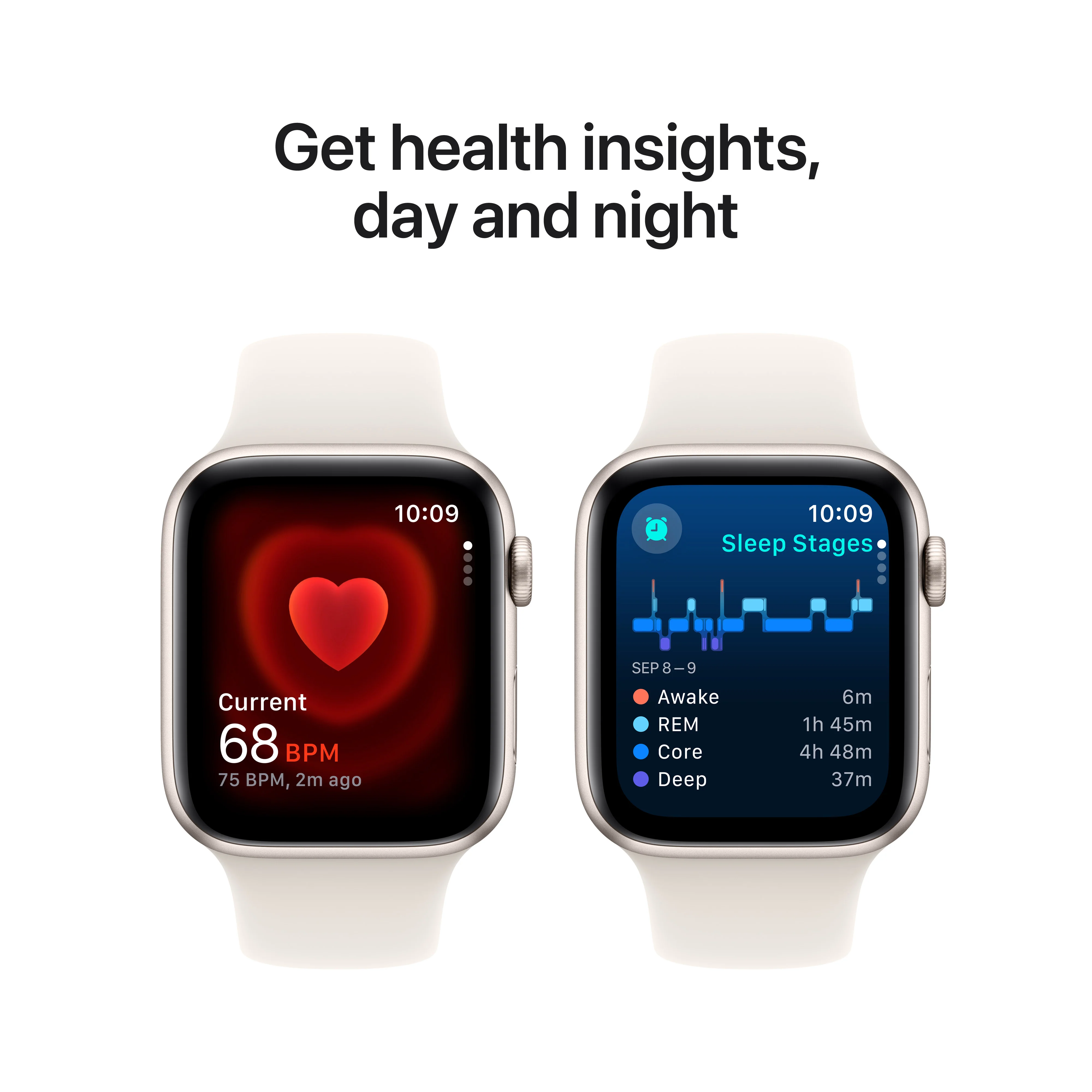 Apple Watch SE (2ème gén) • 44mm Lumière Stellaire • Bracelet Sport lumière stellaire M/L - Image 5