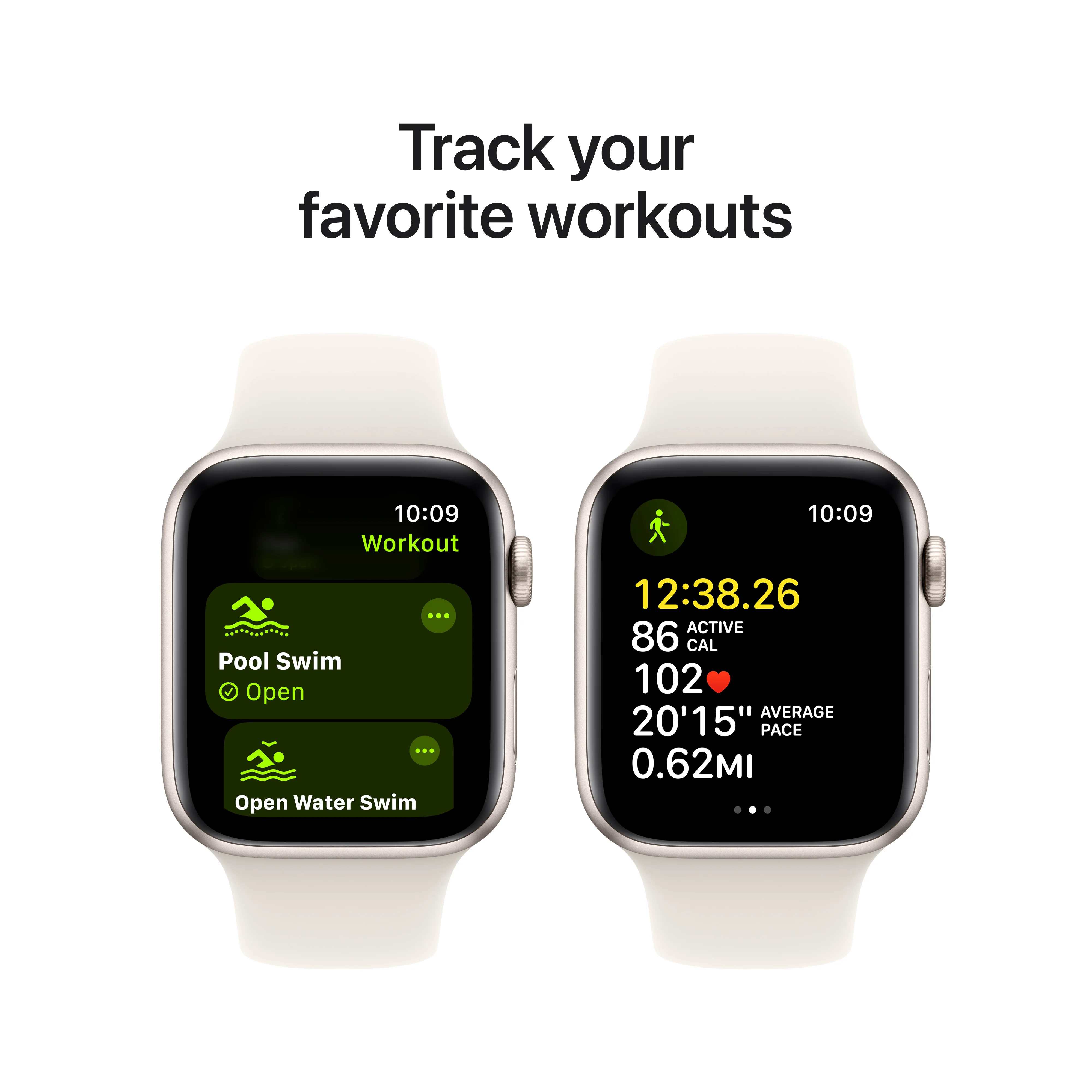 Apple Watch SE (2ème gén) • 44mm Lumière Stellaire • Bracelet Sport lumière stellaire M/L - Image 6