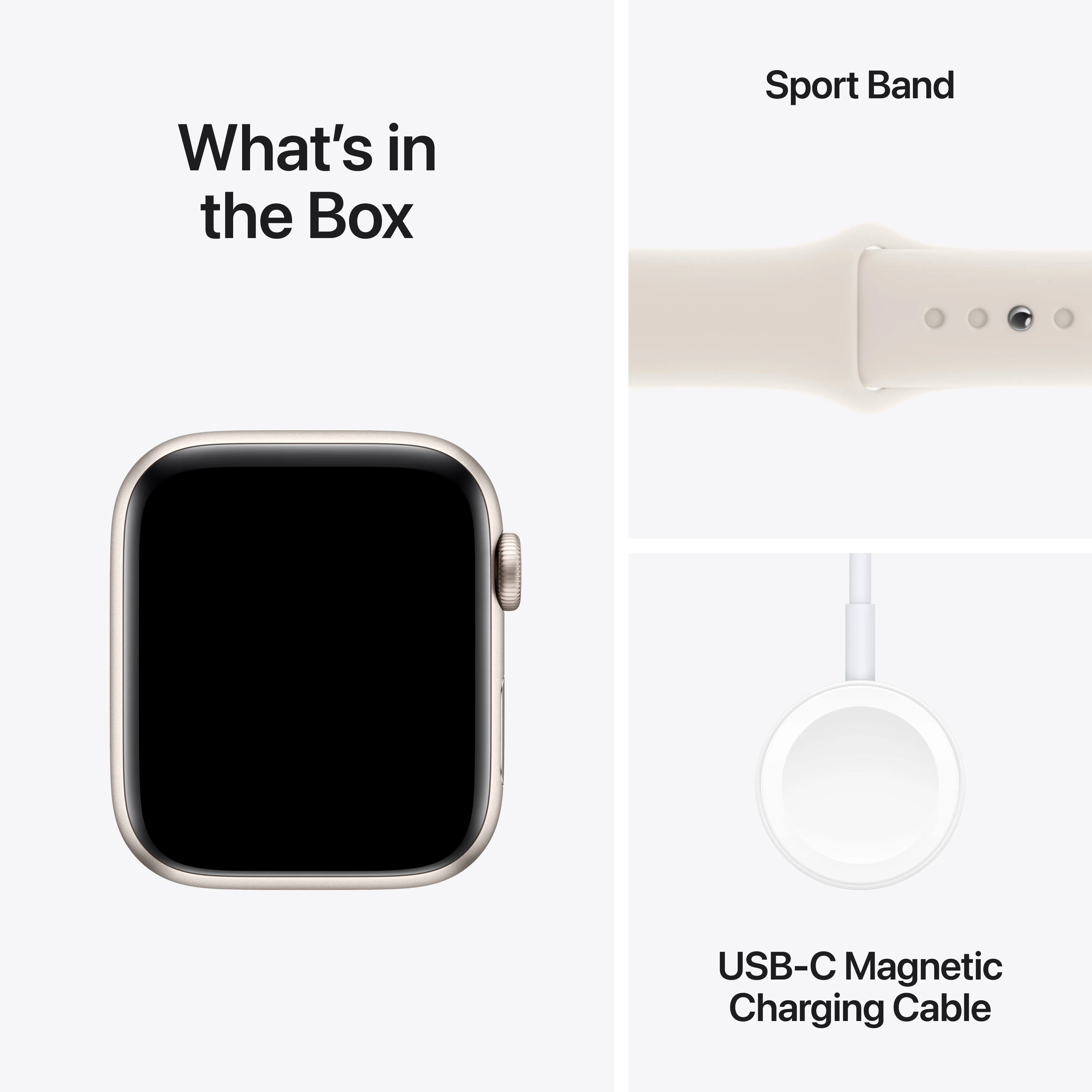 Apple Watch SE (2ème gén) • 44mm Lumière Stellaire • Bracelet Sport lumière stellaire M/L - Image 7