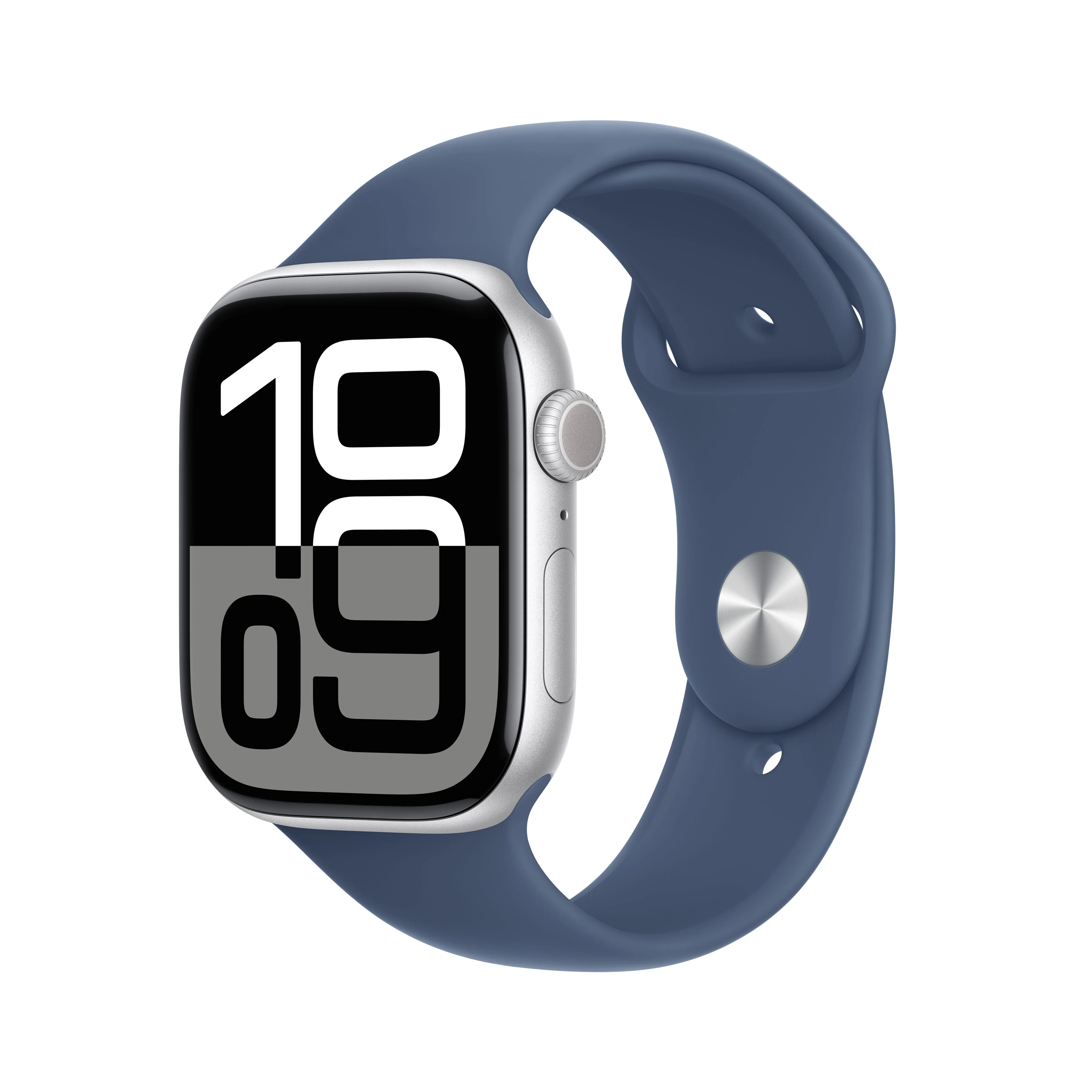 Apple Watch Series 10 • 46mm Argent • Bracelet Sport Denim • S/M