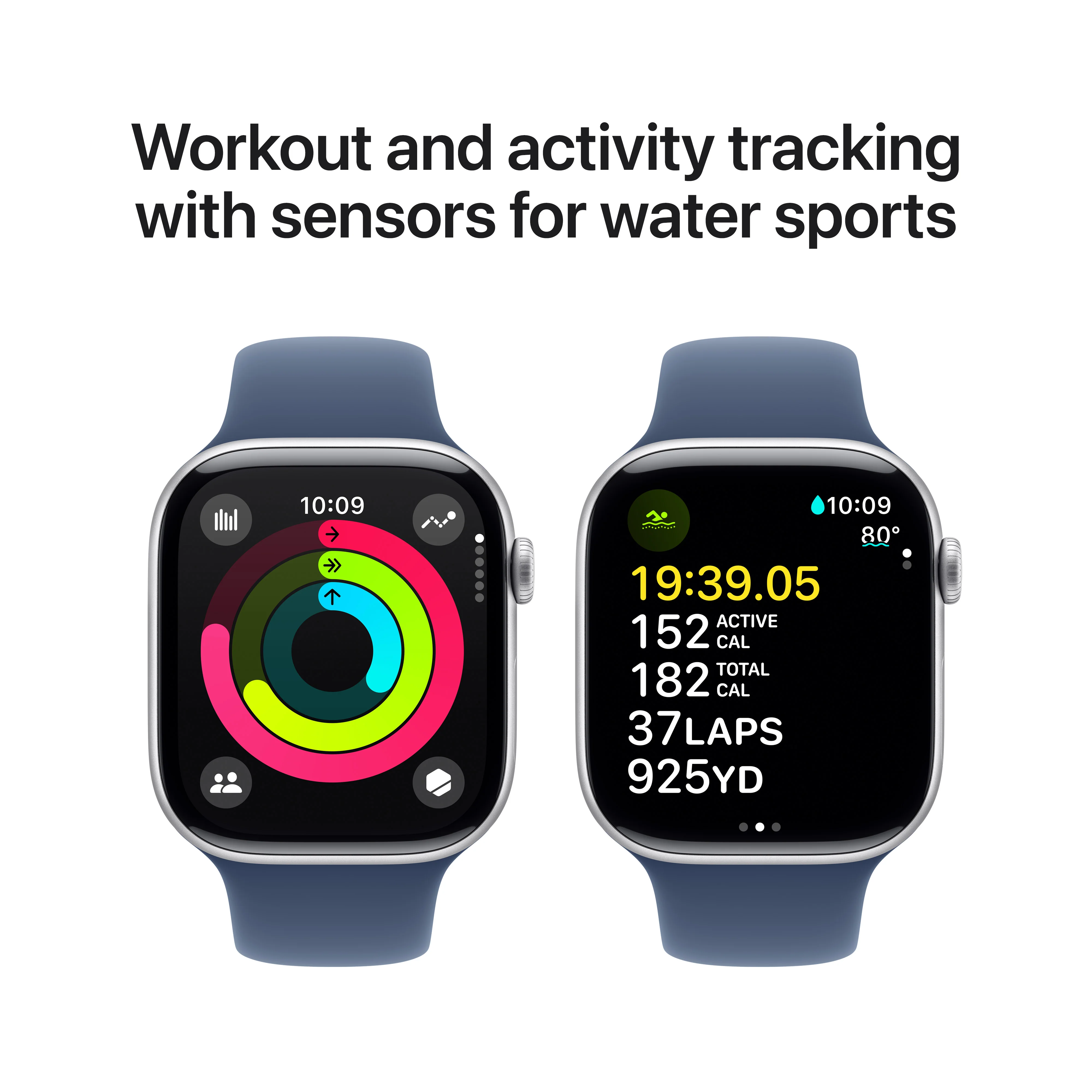 Apple Watch Series 10 • 46mm Argent • Bracelet Sport Denim • S/M - Image 4
