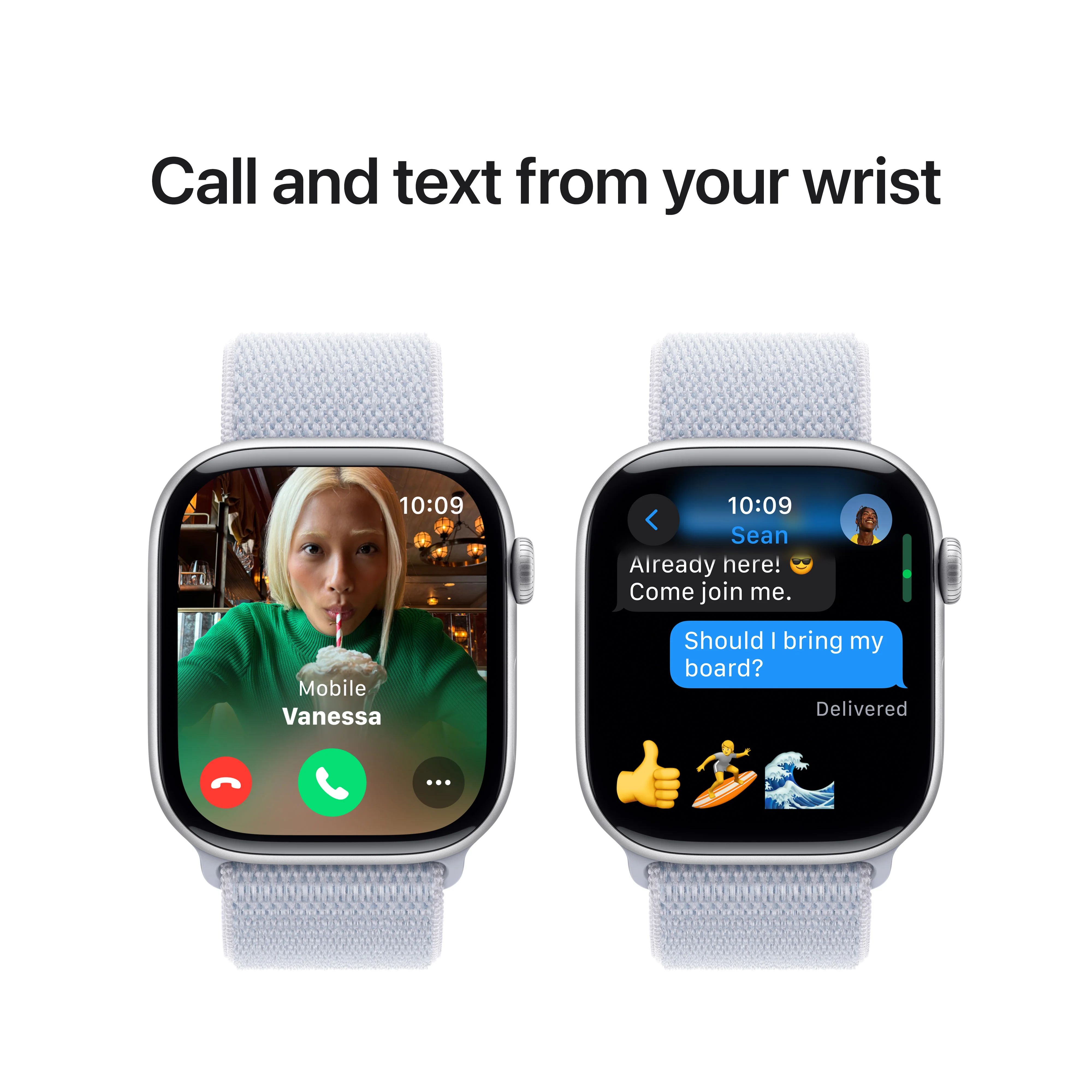 Apple Watch Series 10 • 46mm Silver • Boucle Sport Nuée bleue - Image 7