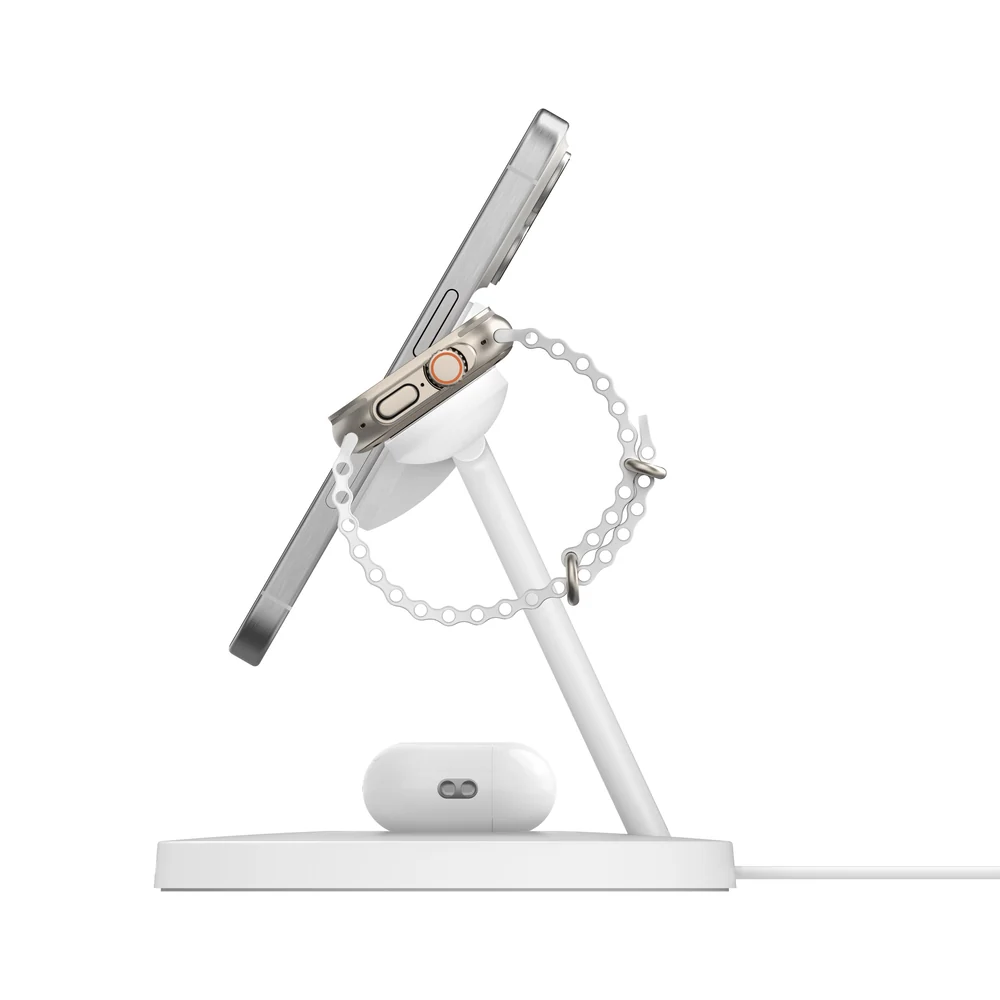 Belkin BoostCharge Pro Stand de charge 3in1 Qi2 MagSafe • Blanc - Image 3