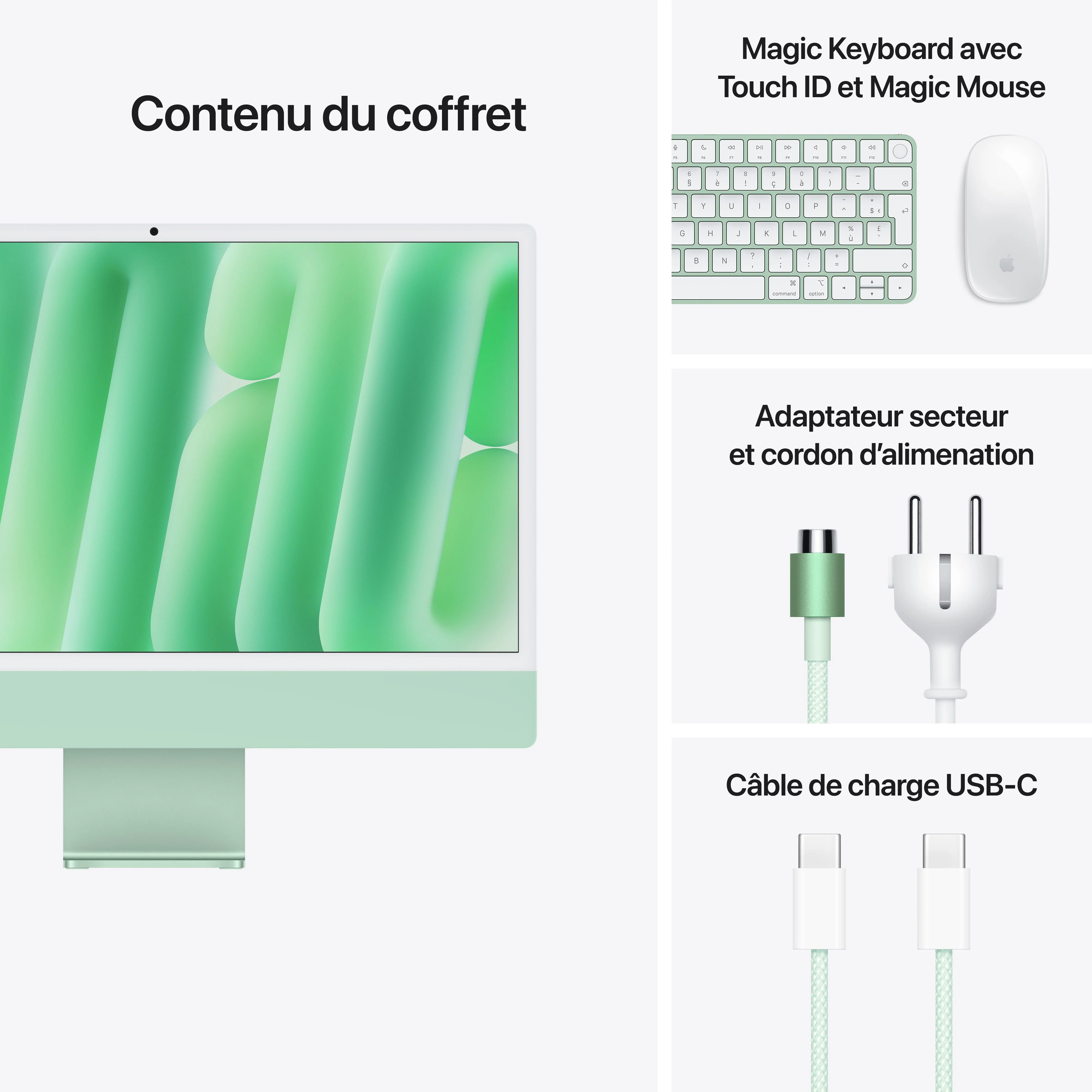 iMac 24" M4 10C/16GB/256GB/GPU10C/Gbit • Suisse-Français • Touch Num • Vert - Image 18