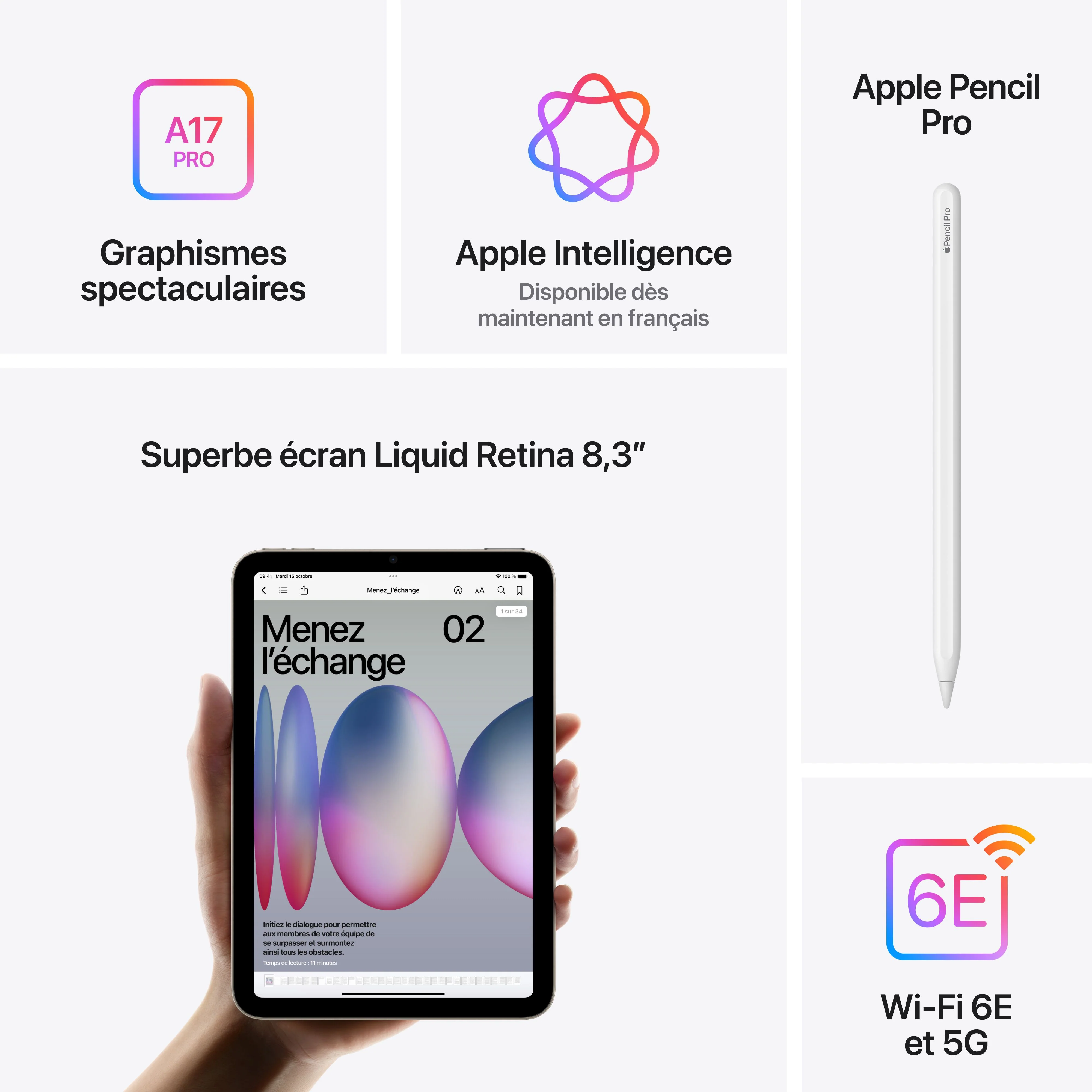 iPad mini Wi-Fi + Cellular 512 Go - Mauve (A17 Pro) - Image 7