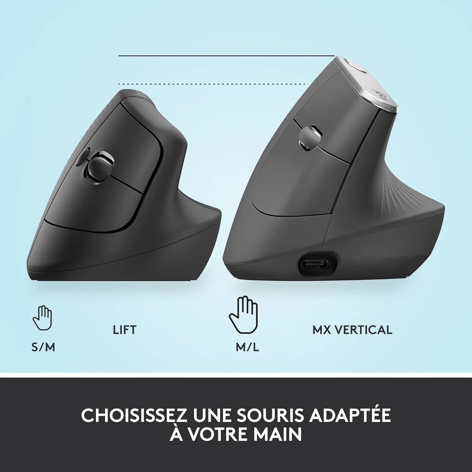 Logitech Lift RF sans fil + Bluetooth • Graphite - Image 4