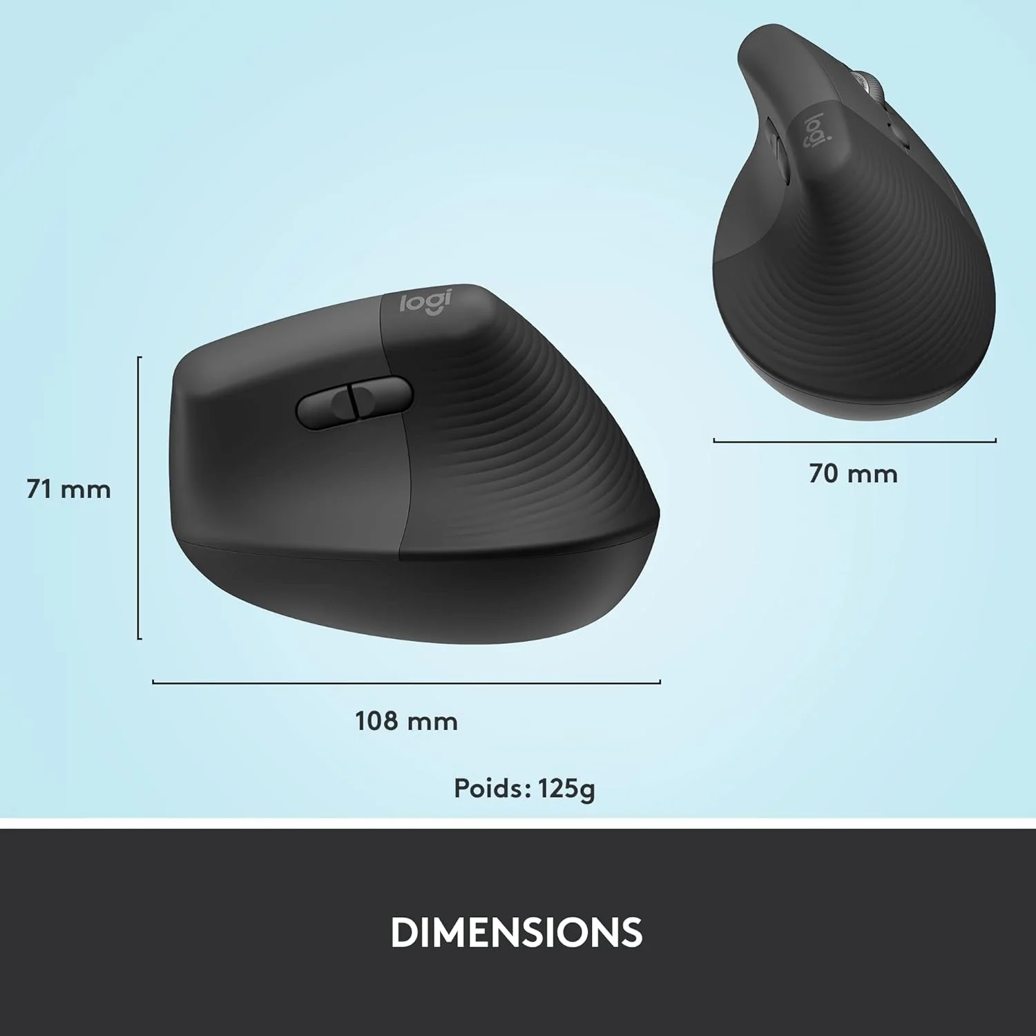 Logitech Lift RF sans fil + Bluetooth • Graphite - Image 5