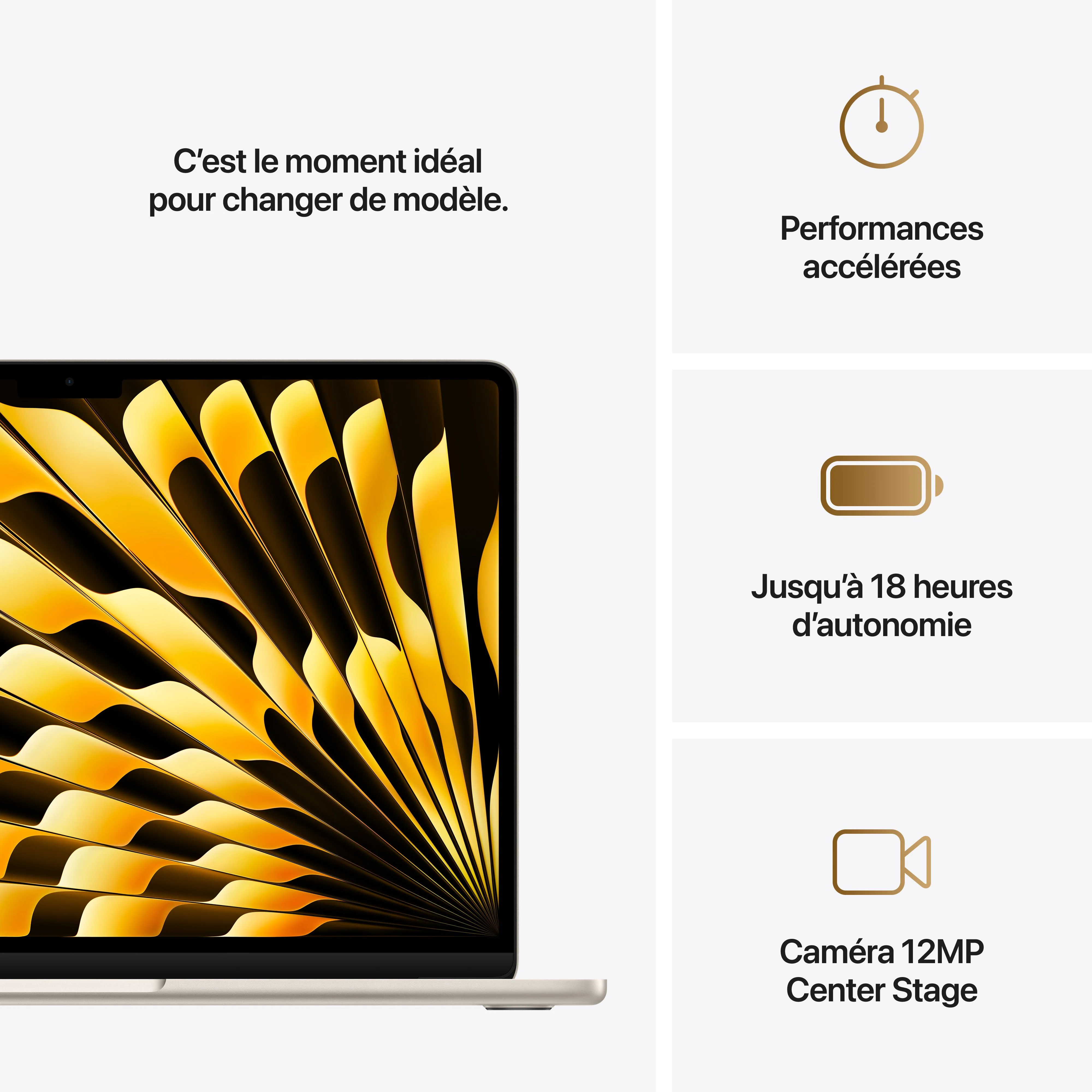 MacBook Air 13 pouces: Puce Apple M4 avec CPU 10 cœurs et GPU 10 cœurs, 512 Go SSD - Lumière stellaire - Image 10